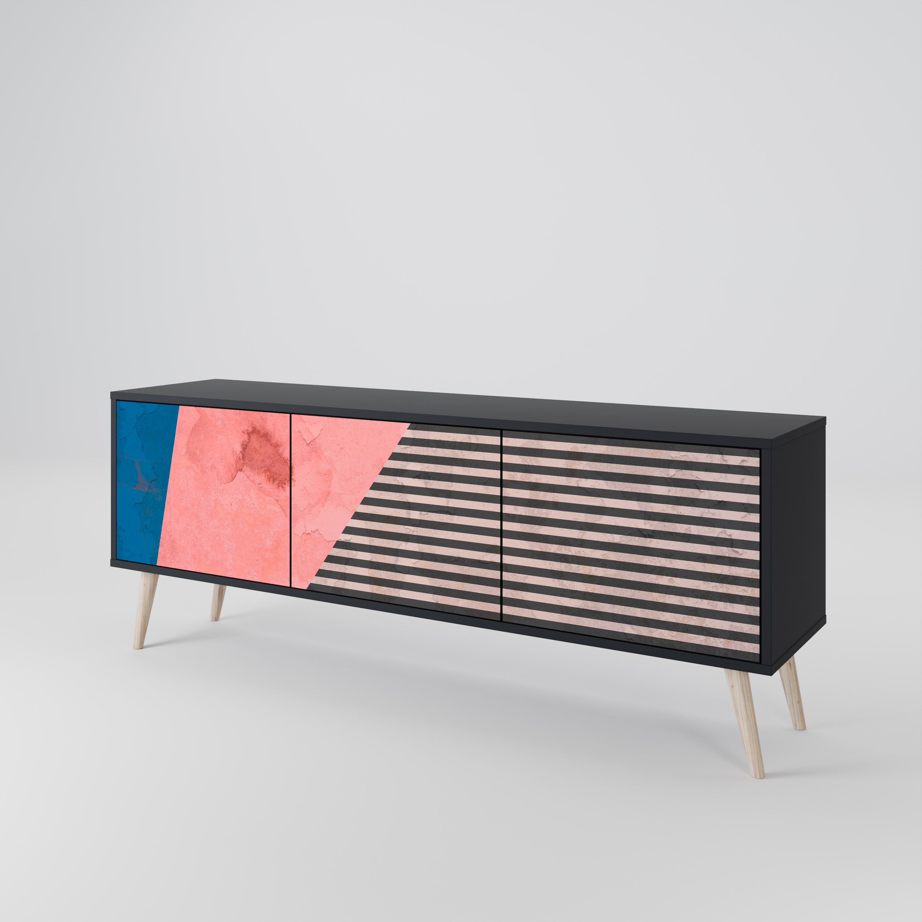 GLAMOROUS STRIPE 3-Door TV Cabinet