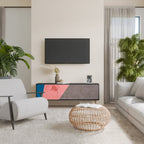 GLAMOROUS STRIPE Móvel de TV com 3 Portas em Acabamento Preto