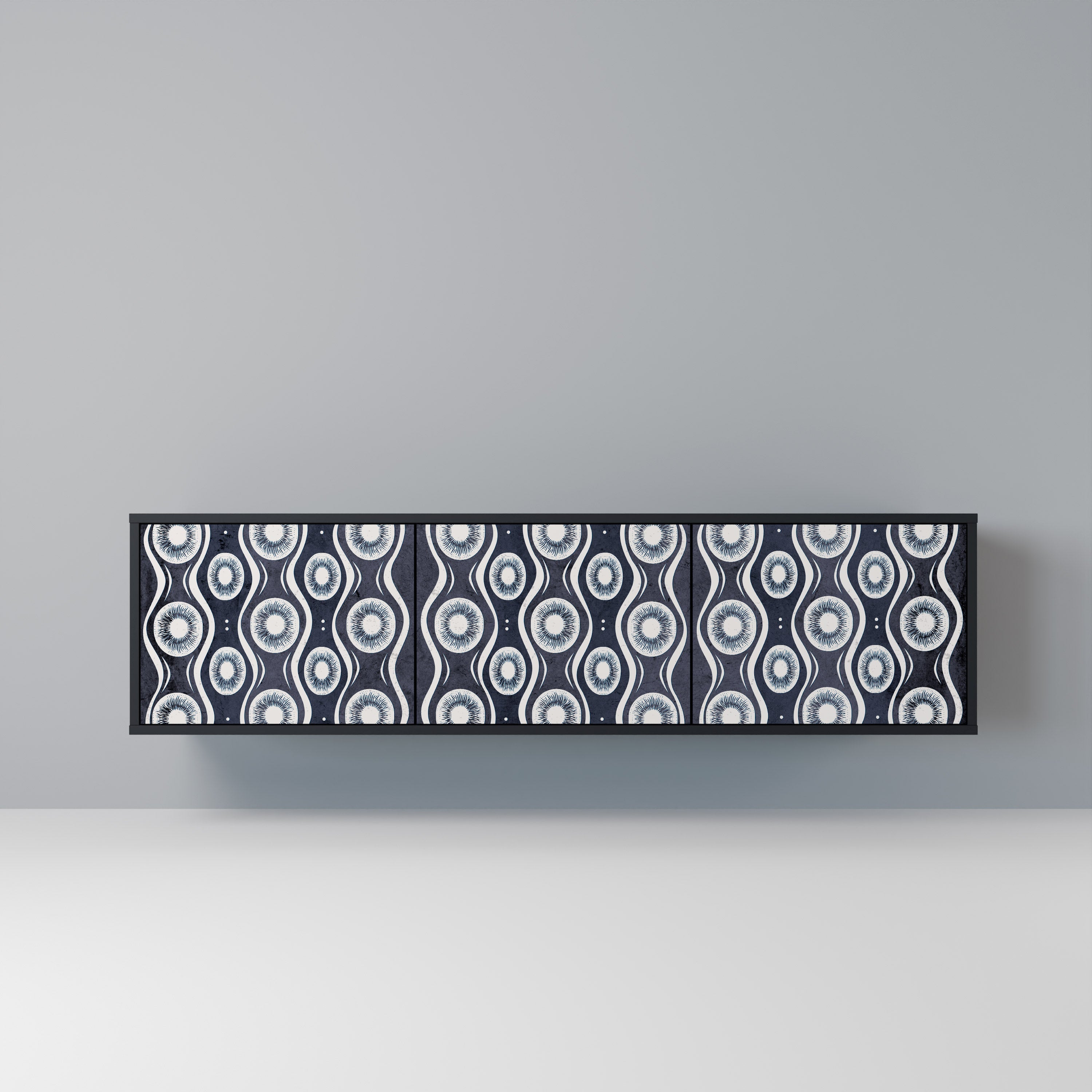 GRAPHITE EYES Móvel de TV com 3 Portas em Acabamento Preto