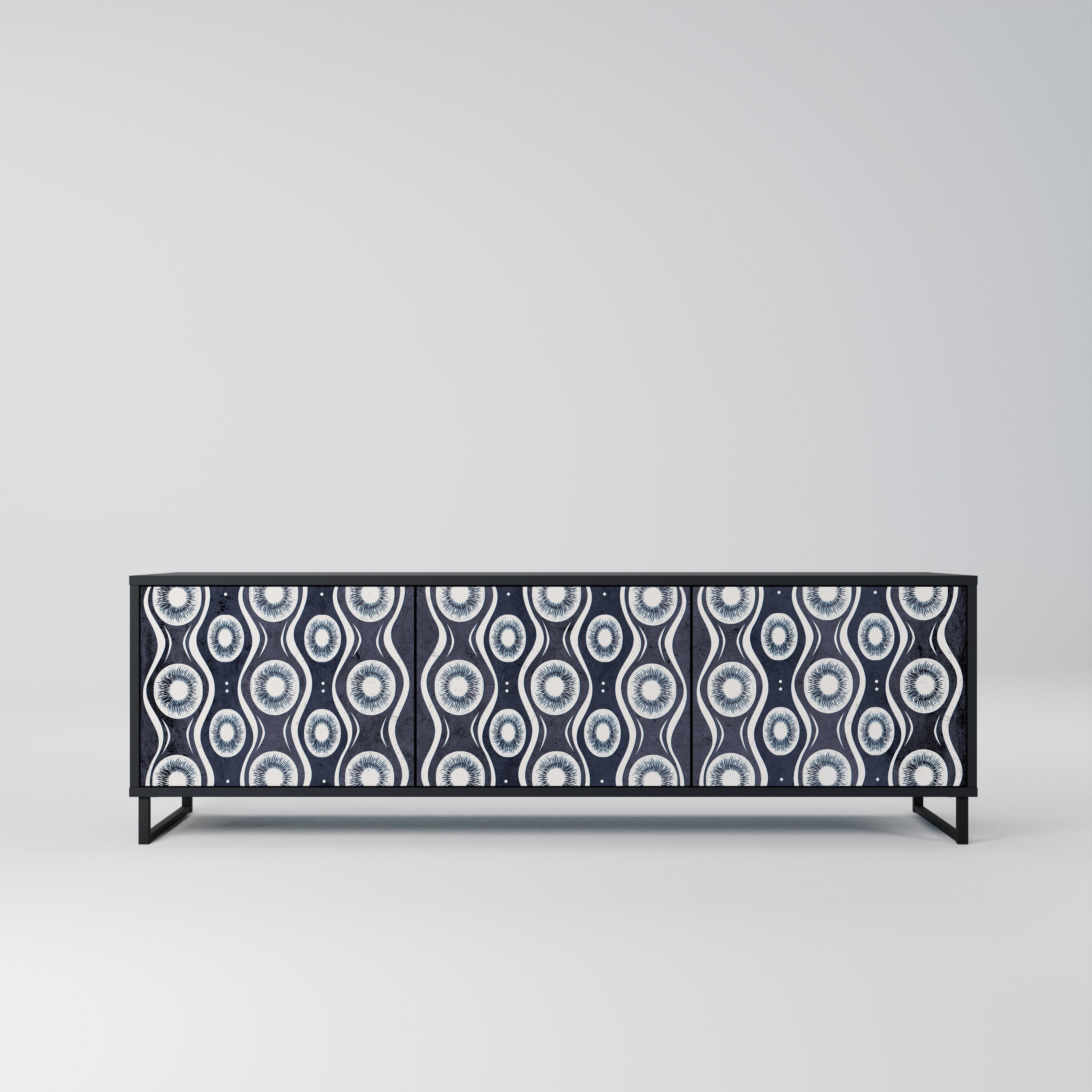 GRAPHITE EYES Móvel de TV com 3 Portas em Acabamento Preto