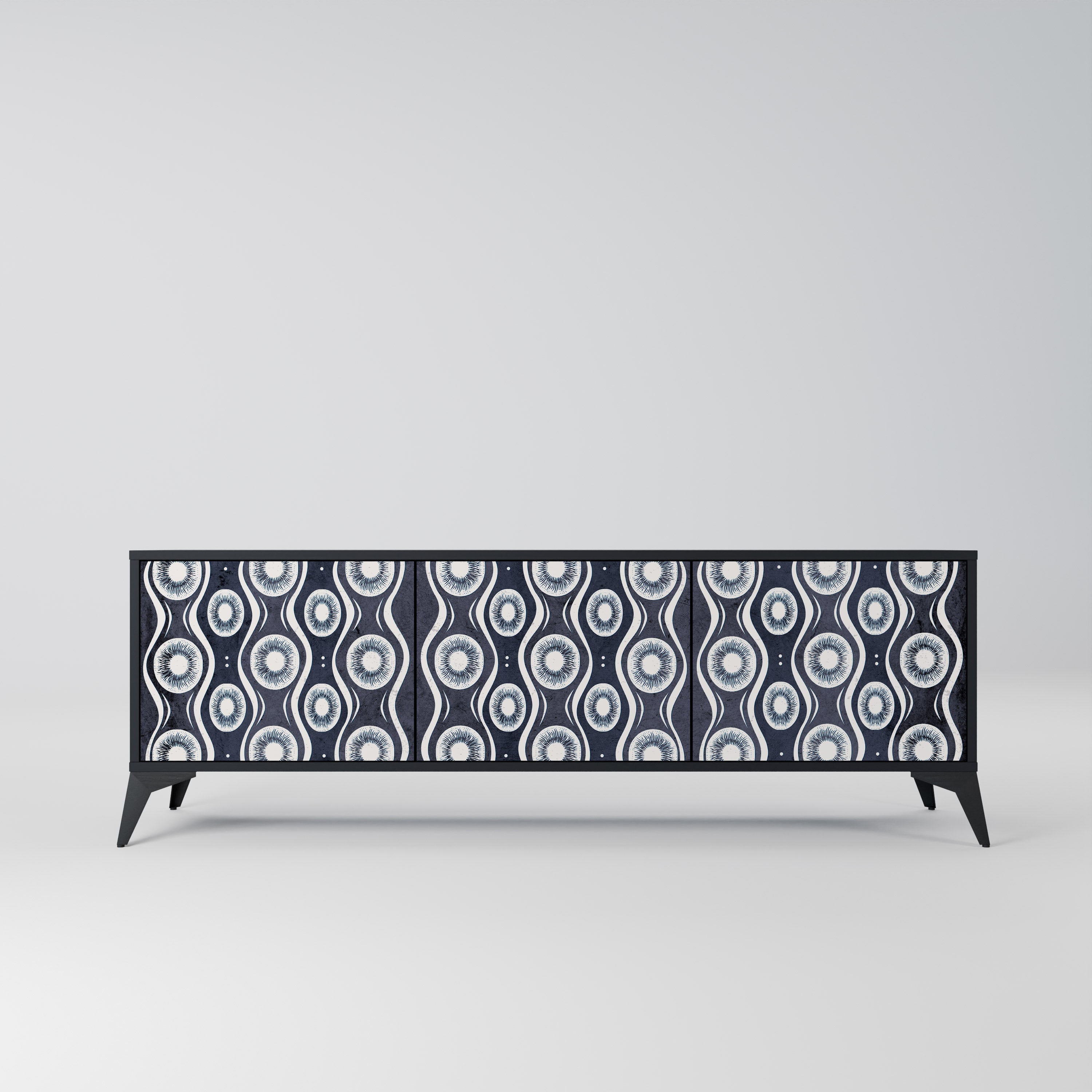 GRAPHITE EYES Móvel de TV com 3 Portas em Acabamento Preto