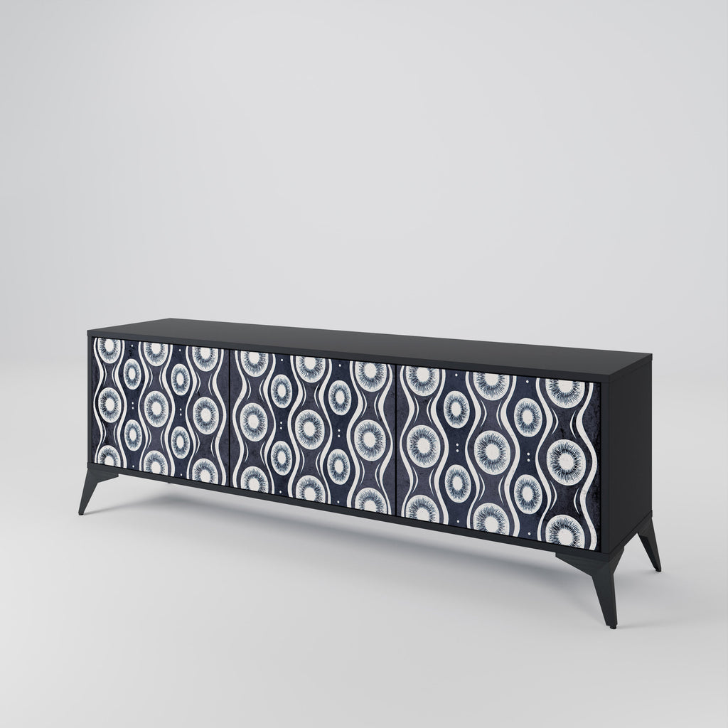 GRAPHITE EYES Móvel de TV com 3 Portas em Acabamento Preto