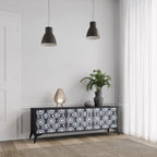 GRAPHITE EYES Móvel de TV com 3 Portas em Acabamento Preto