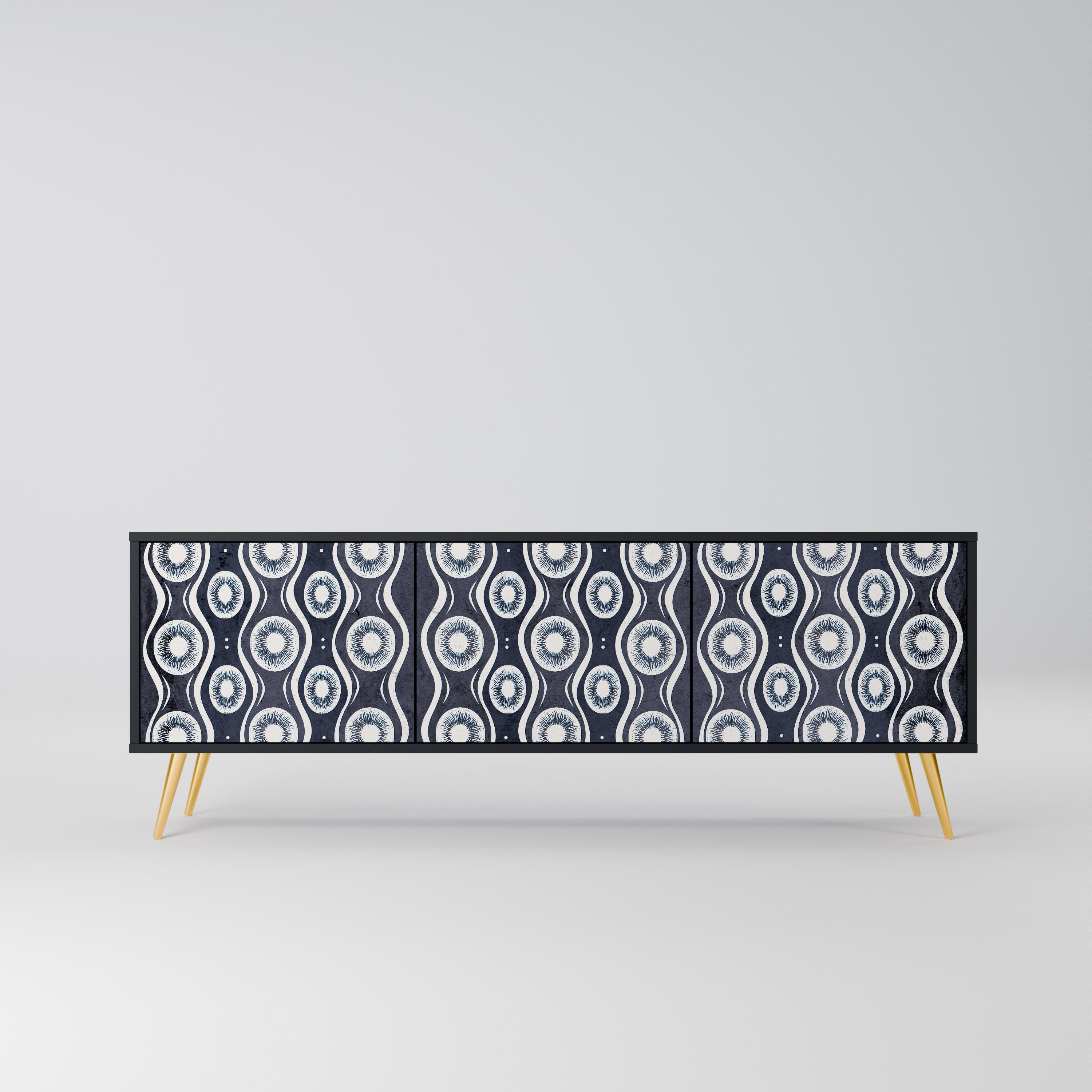 GRAPHITE EYES Móvel de TV com 3 Portas em Acabamento Preto