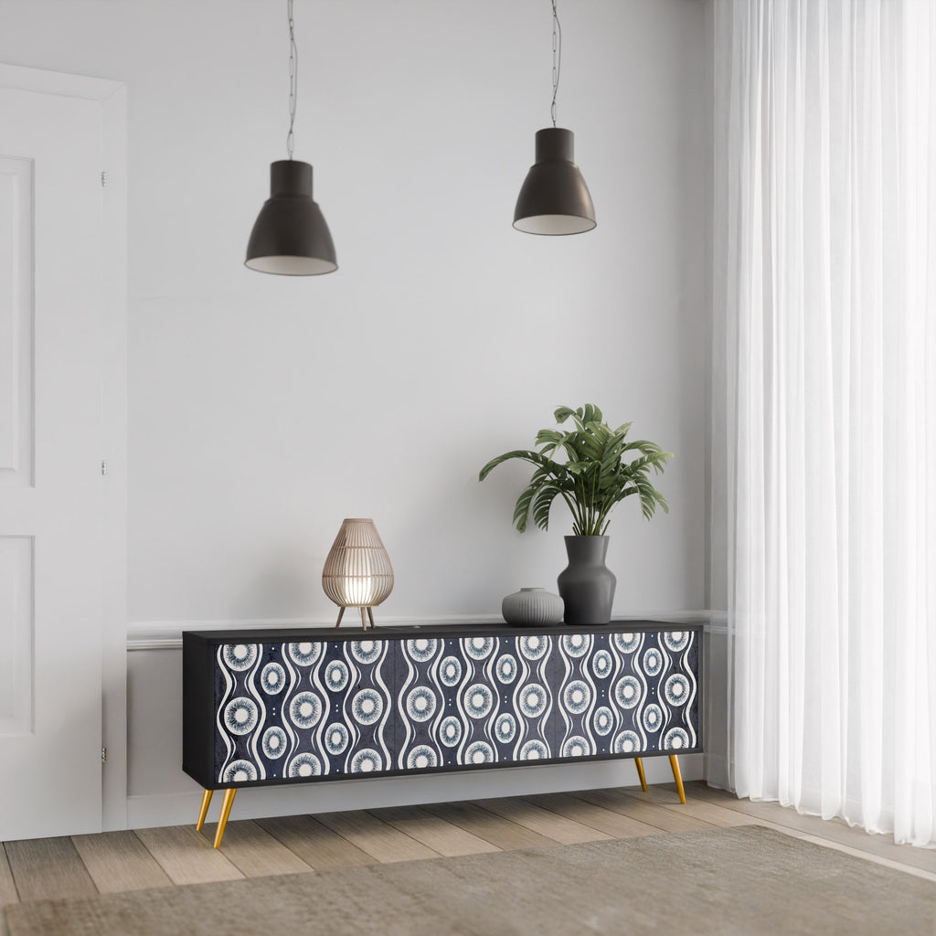 GRAPHITE EYES Móvel de TV com 3 Portas em Acabamento Preto