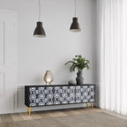 GRAPHITE EYES Móvel de TV com 3 Portas em Acabamento Preto