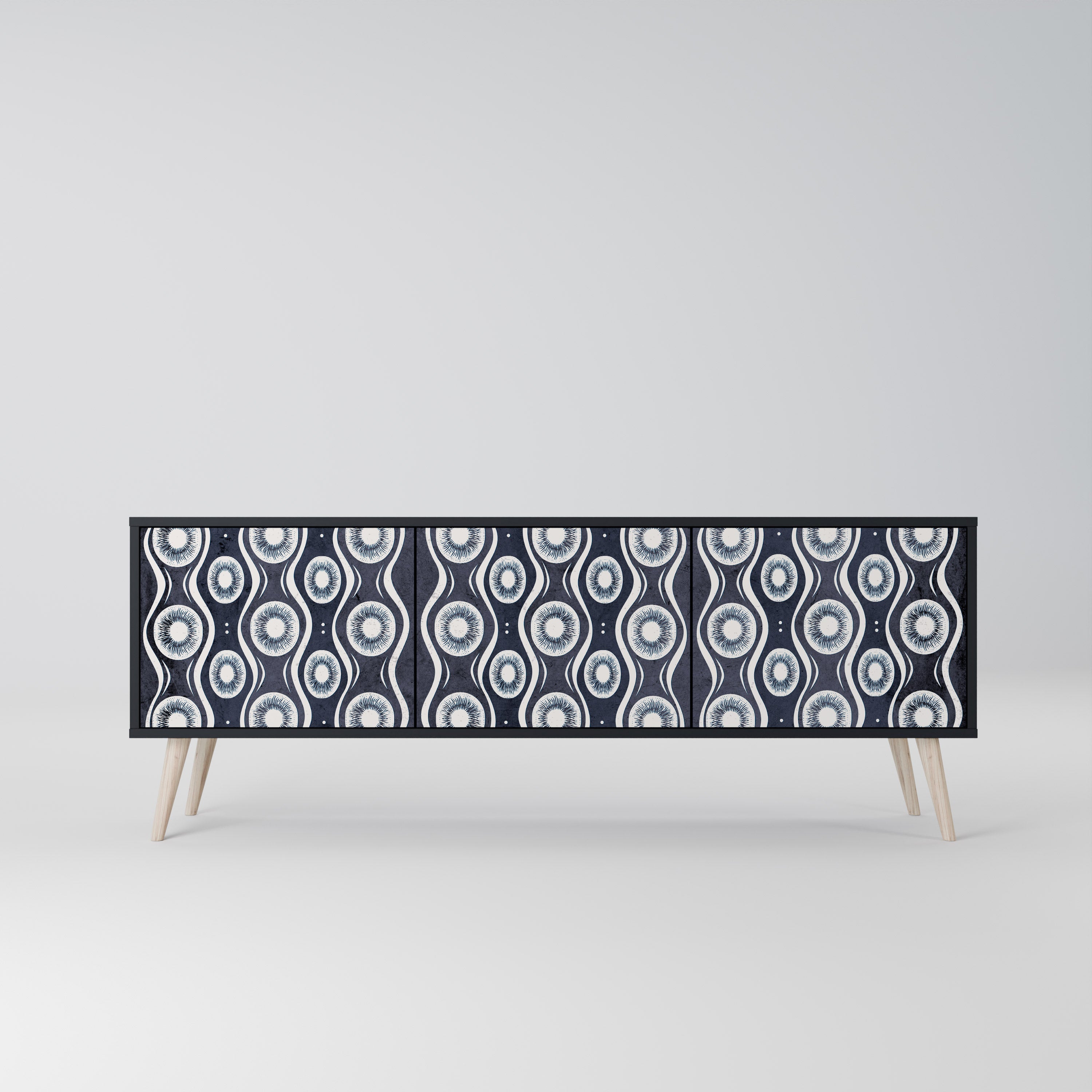 GRAPHITE EYES Móvel de TV com 3 Portas em Acabamento Preto