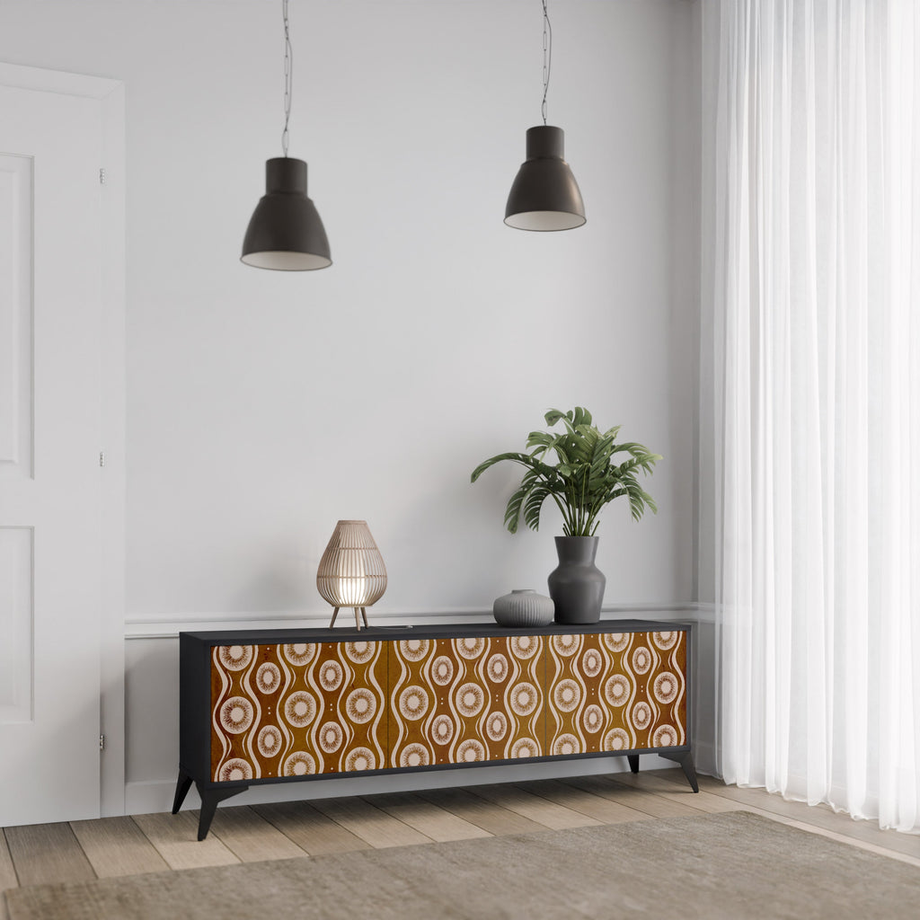 BROWN EYES Móvel de TV com 3 Portas em Acabamento Preto