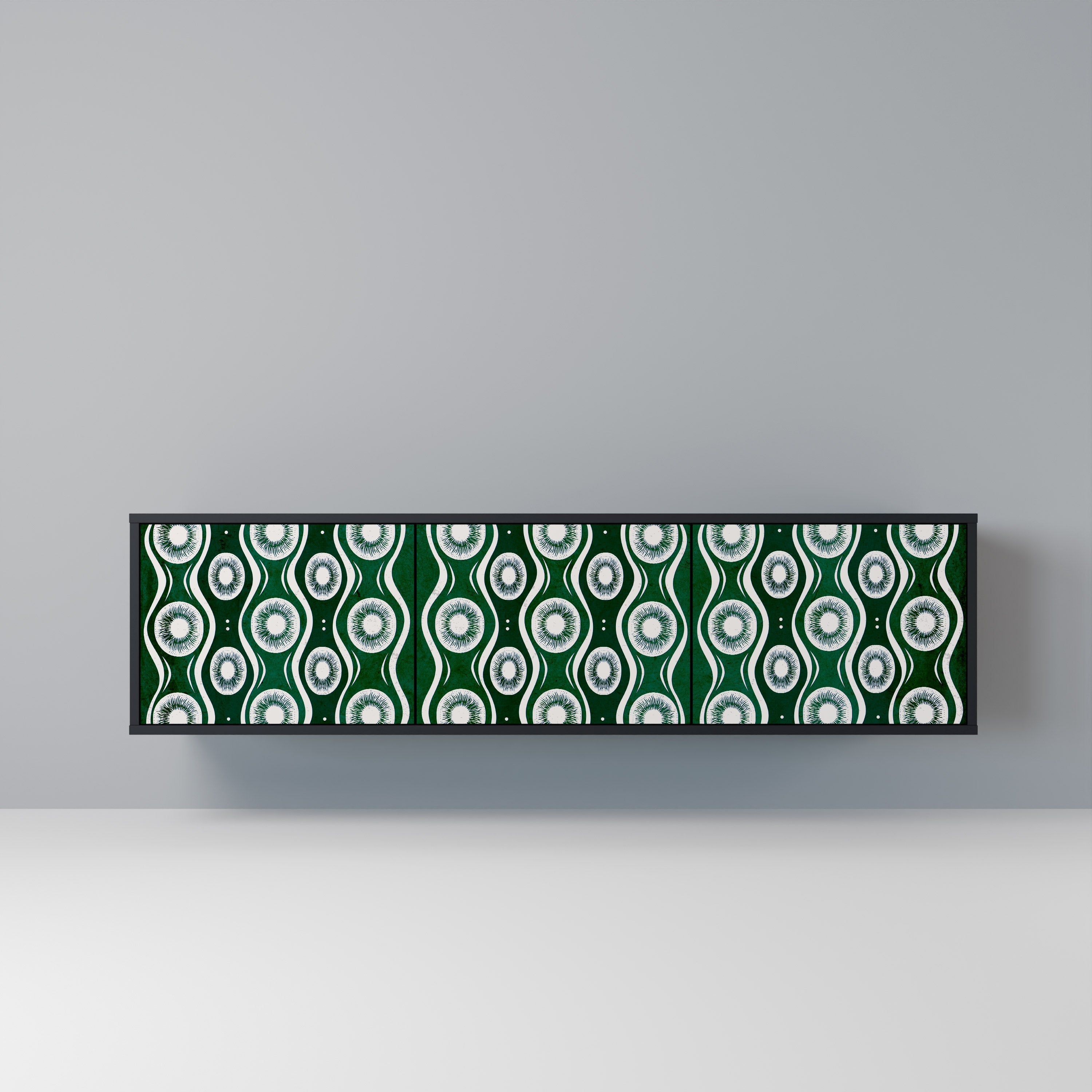 GREEN EYES Móvel de TV com 3 Portas em Acabamento Preto