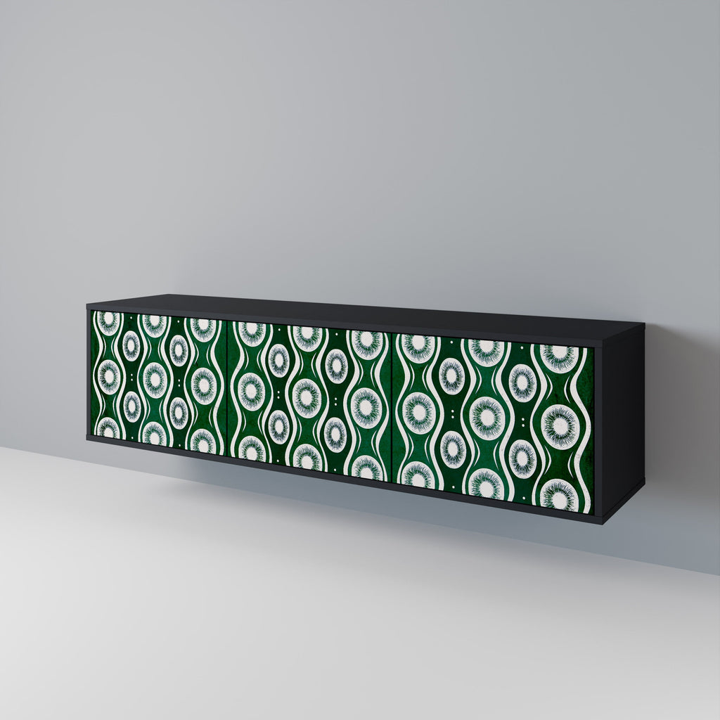 GREEN EYES Móvel de TV com 3 Portas em Acabamento Preto