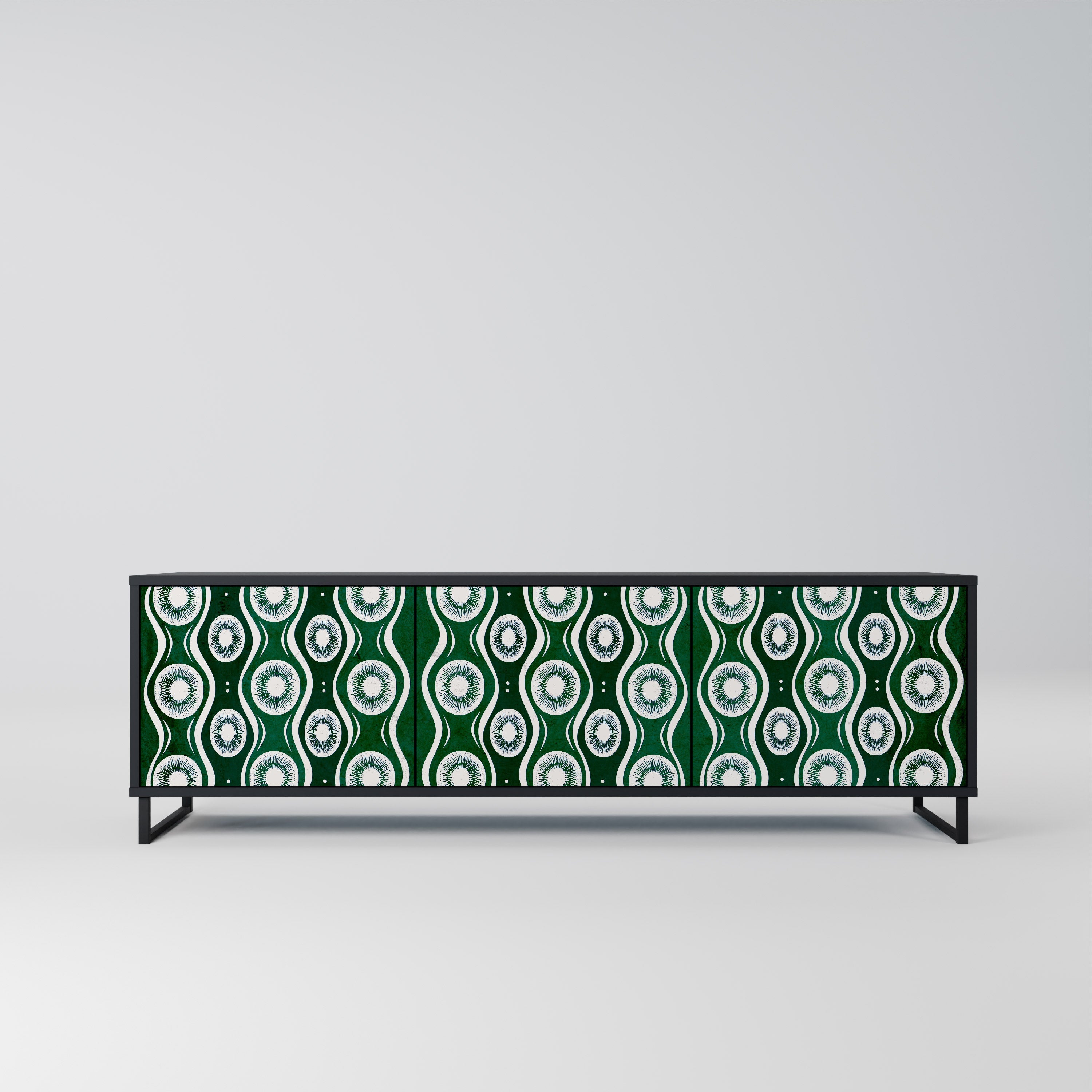 GREEN EYES Móvel de TV com 3 Portas em Acabamento Preto