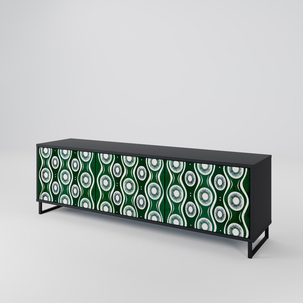 GREEN EYES Móvel de TV com 3 Portas em Acabamento Preto