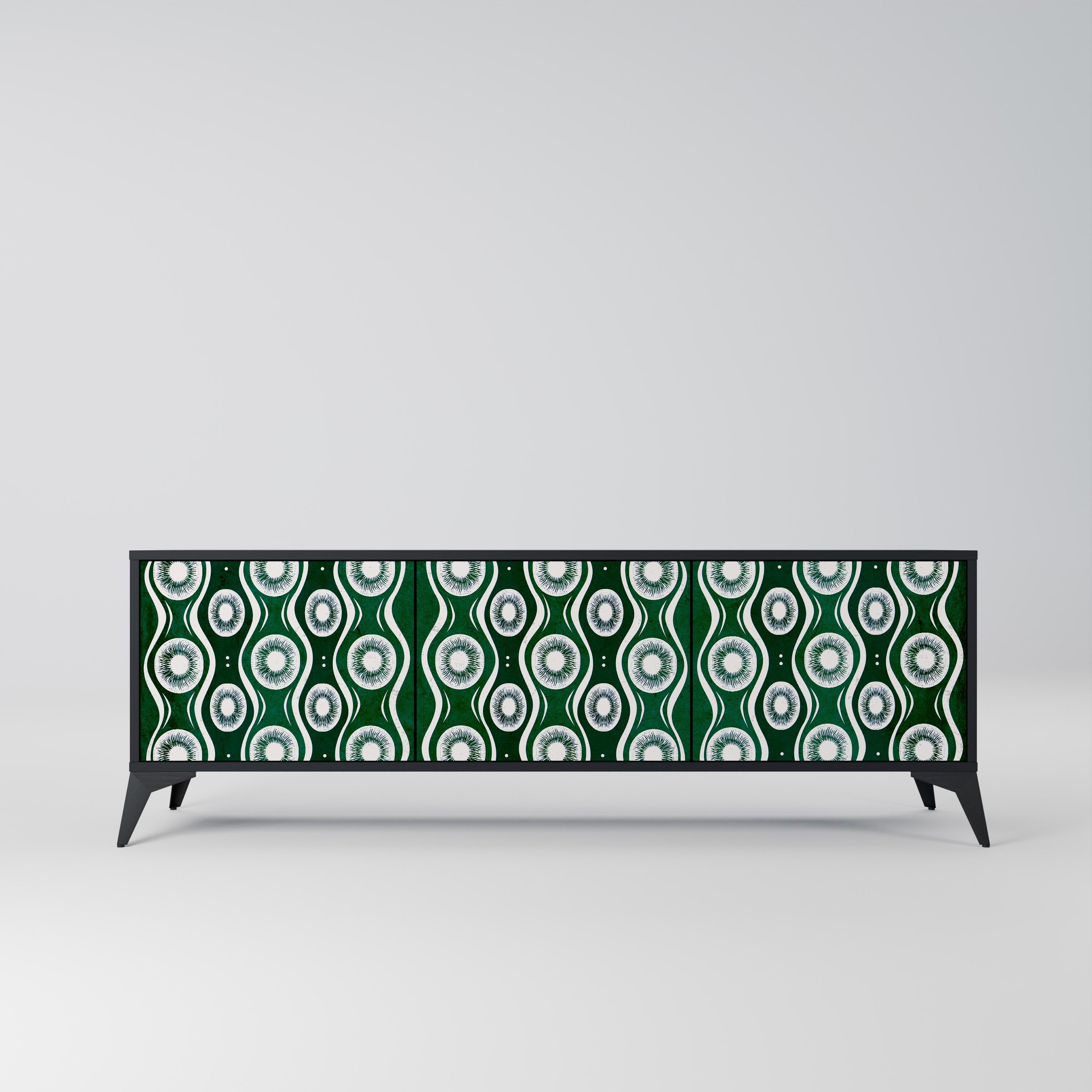 GREEN EYES Móvel de TV com 3 Portas em Acabamento Preto