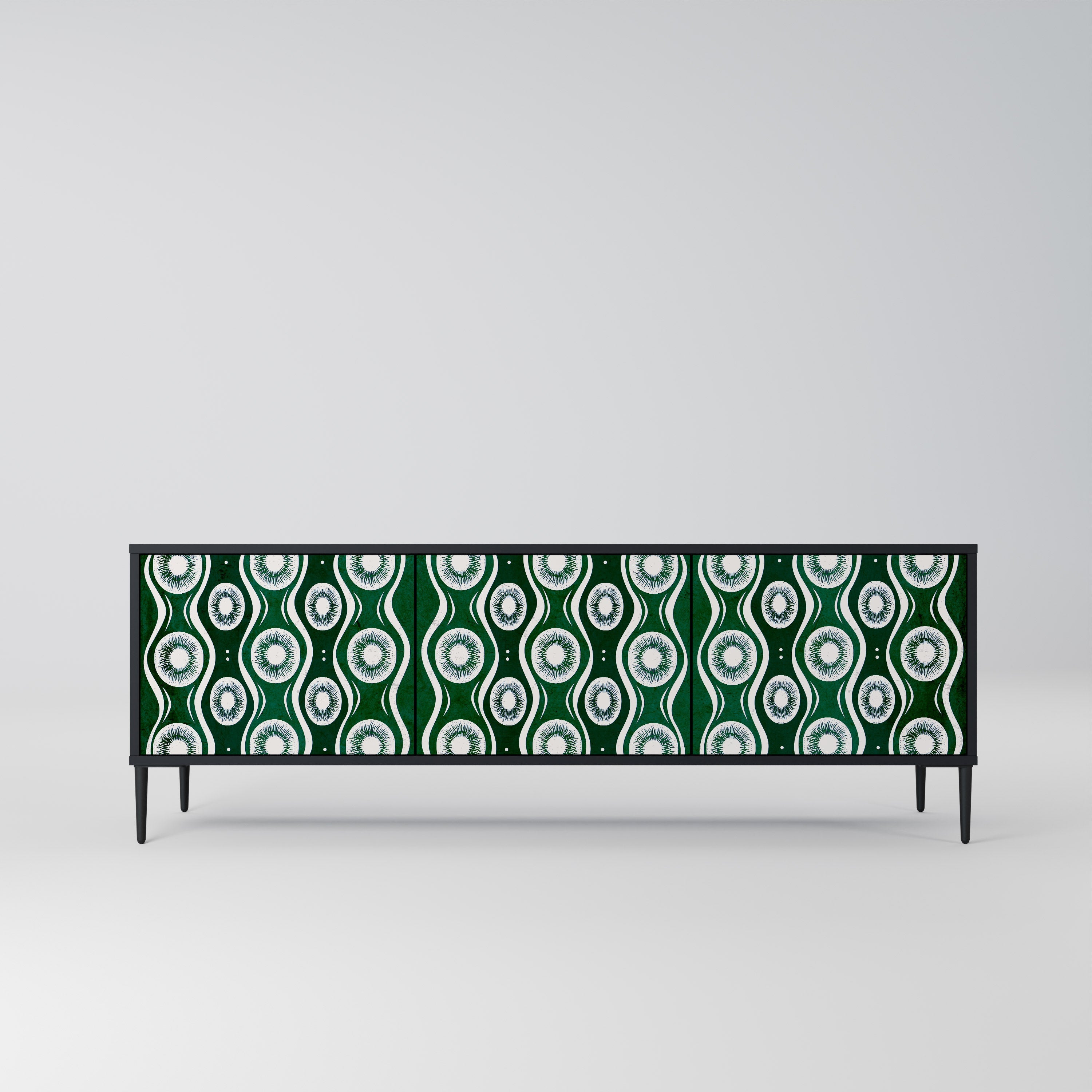 GREEN EYES Móvel de TV com 3 Portas em Acabamento Preto