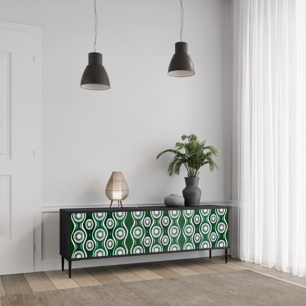 GREEN EYES Móvel de TV com 3 Portas em Acabamento Preto