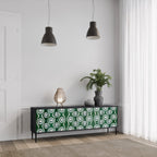 GREEN EYES Móvel de TV com 3 Portas em Acabamento Preto