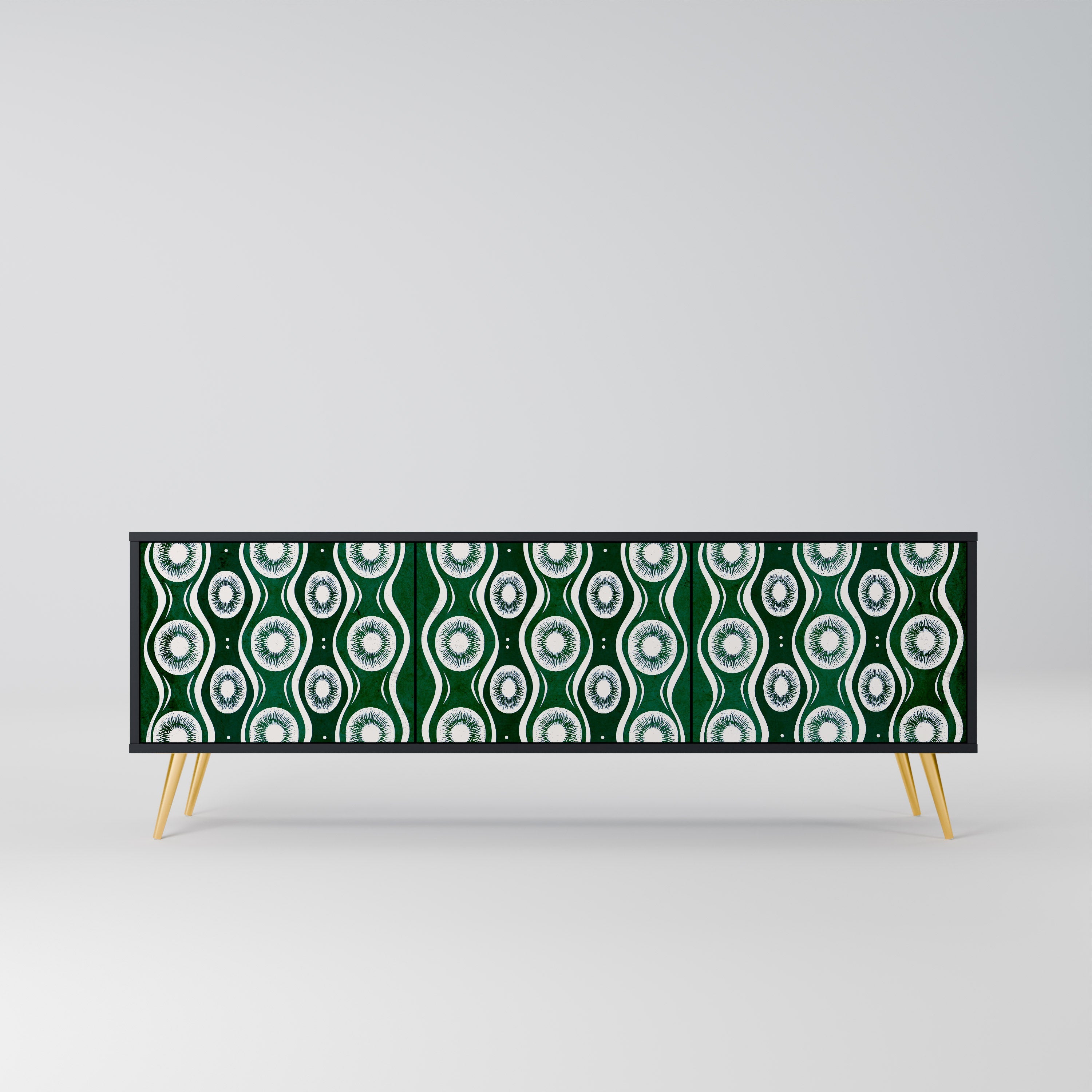 GREEN EYES Móvel de TV com 3 Portas em Acabamento Preto