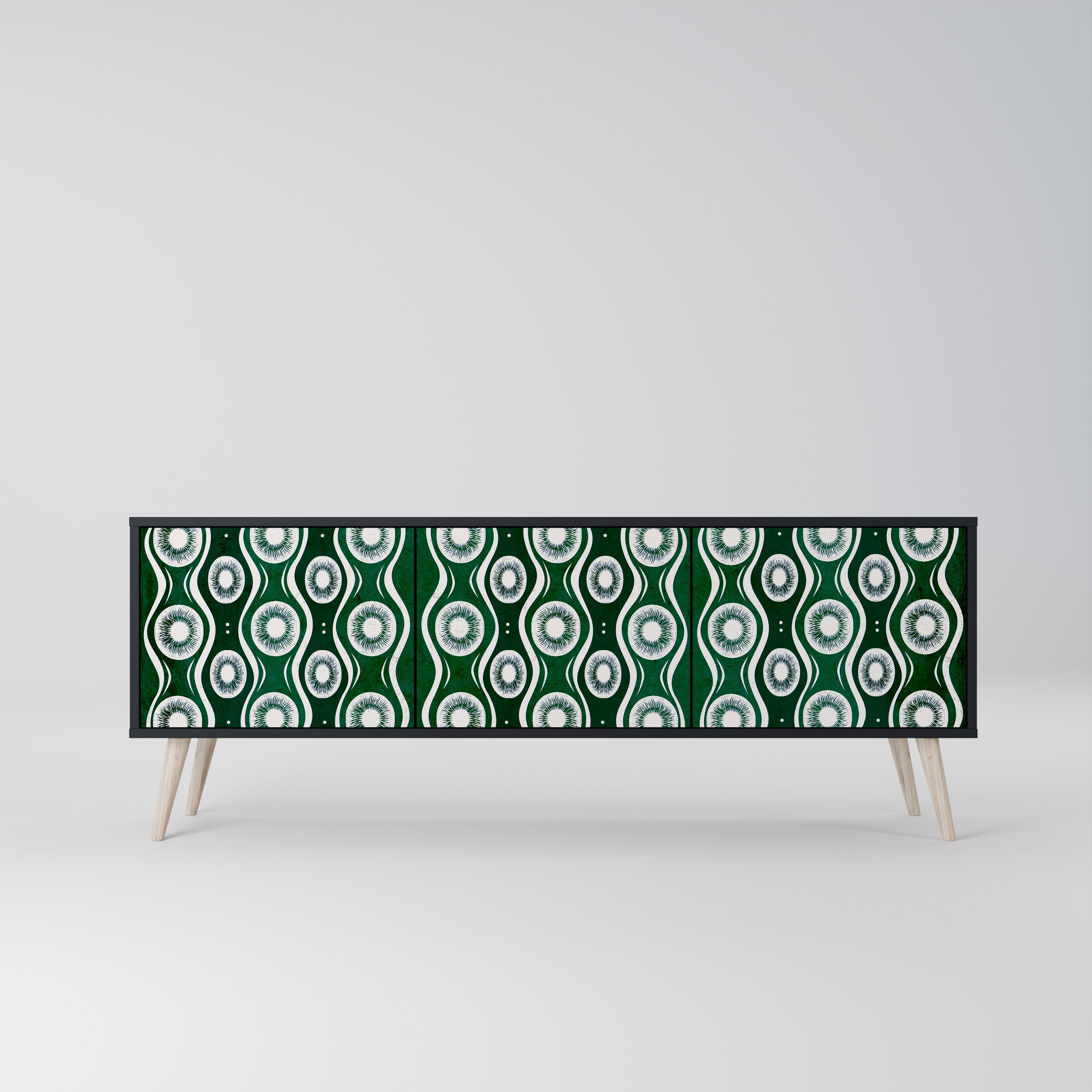 GREEN EYES Móvel de TV com 3 Portas em Acabamento Preto