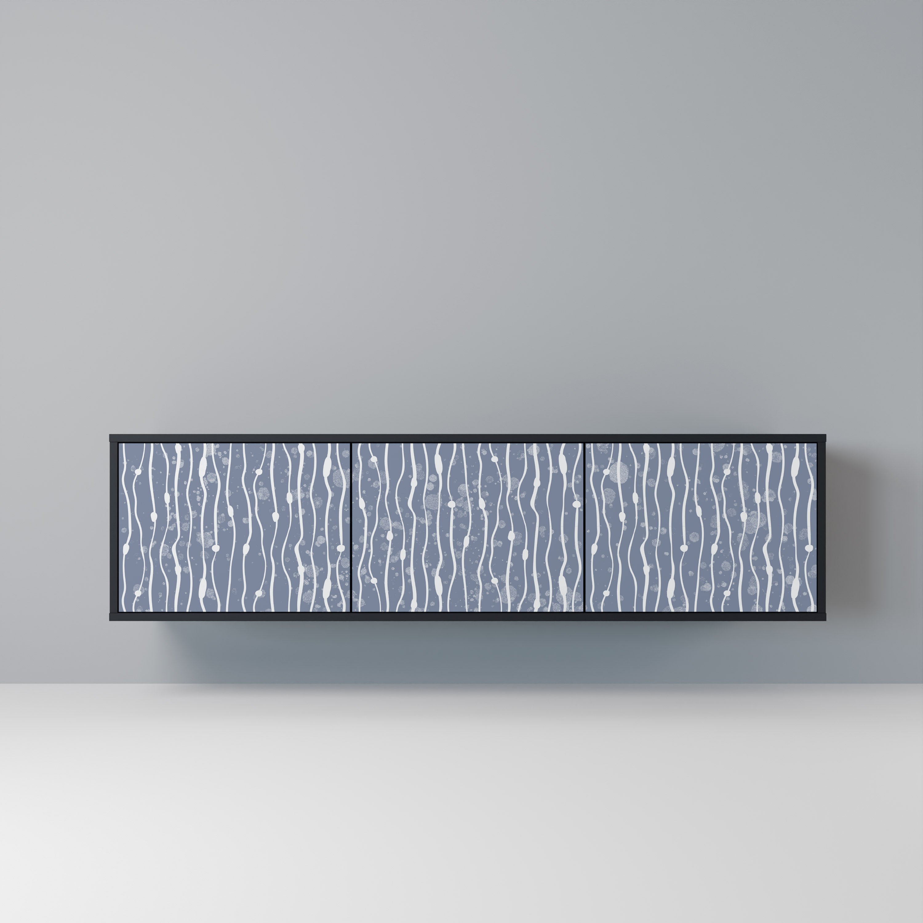 GRAPHITE RAIN Móvel de TV com 3 Portas em Acabamento Preto