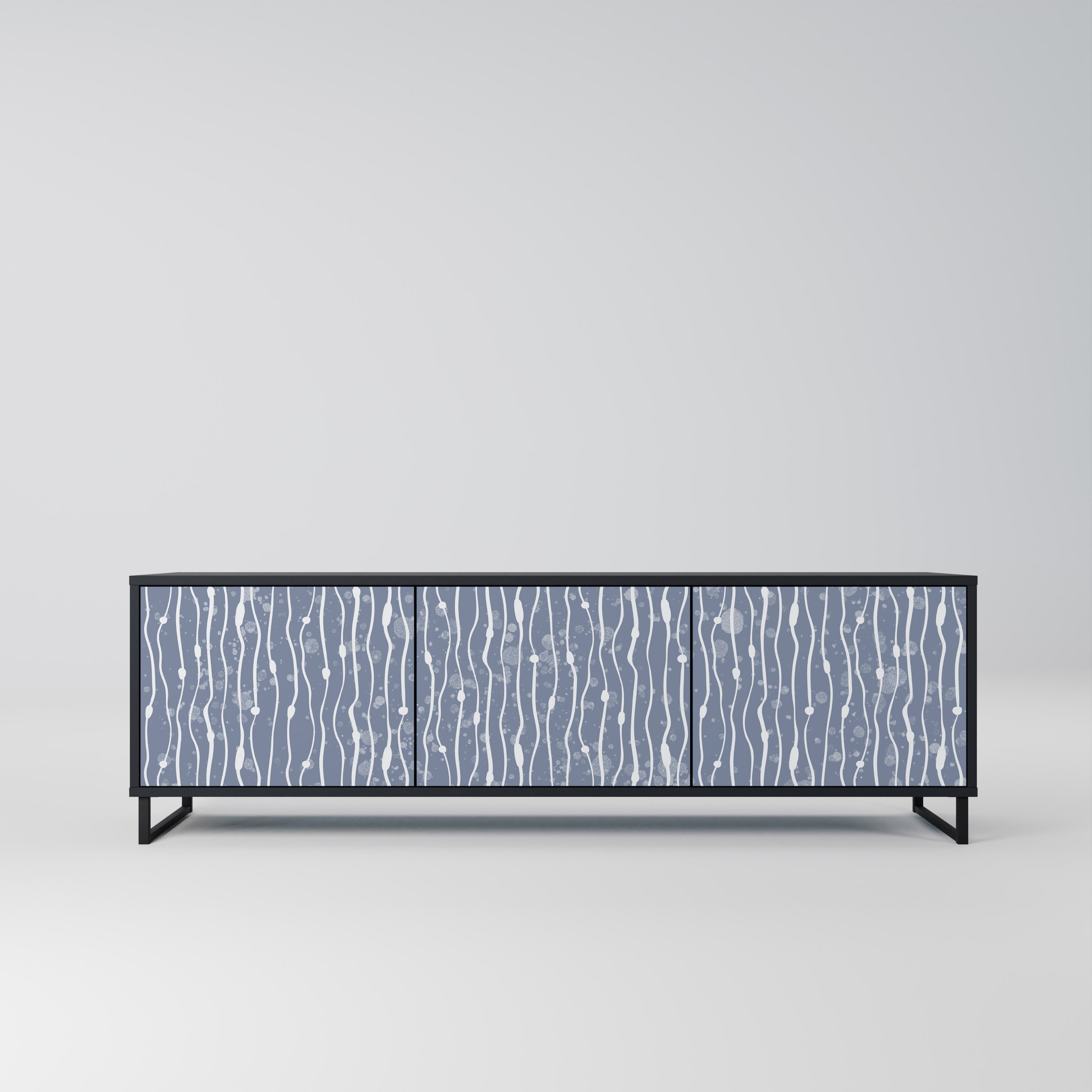 GRAPHITE RAIN Móvel de TV com 3 Portas em Acabamento Preto