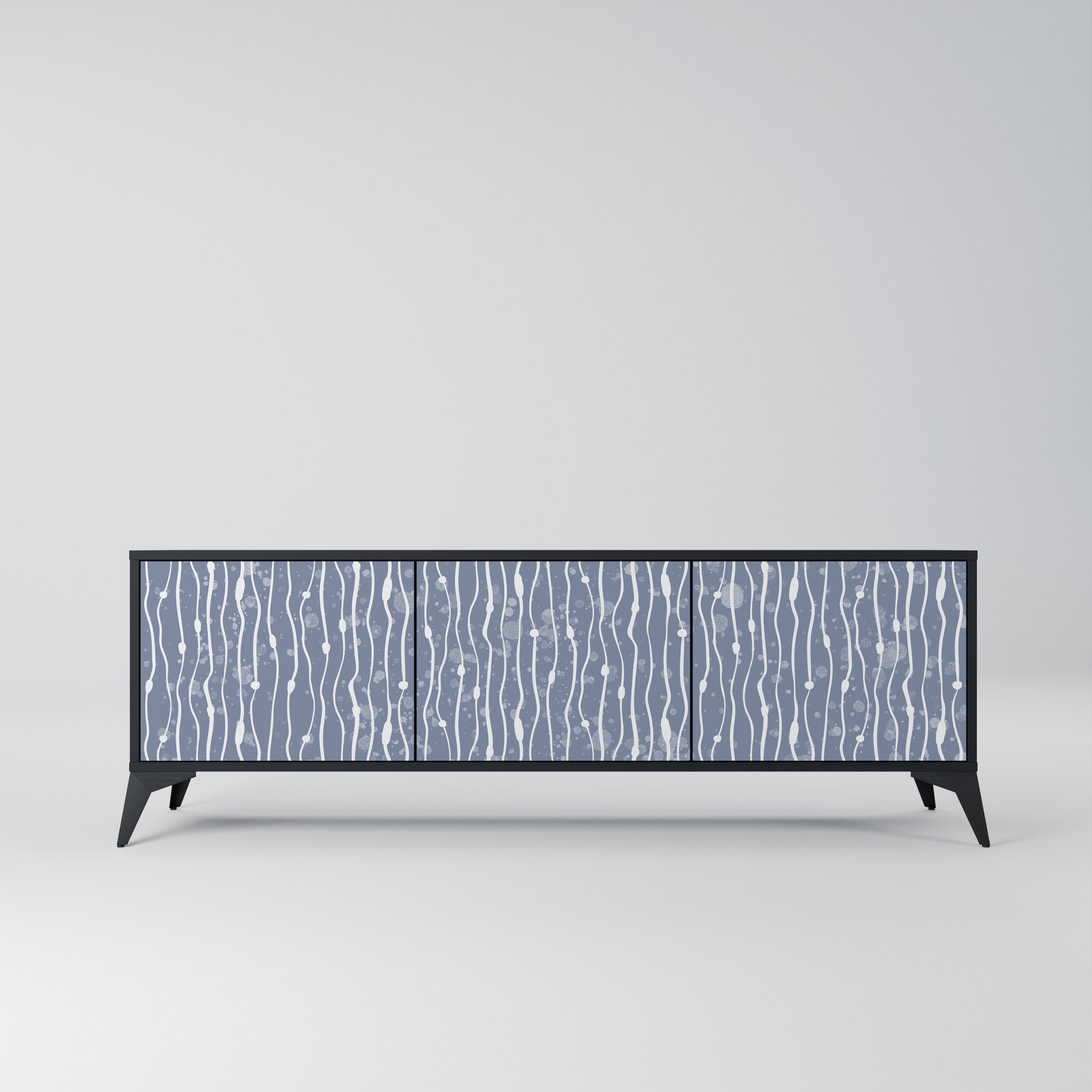 GRAPHITE RAIN Móvel de TV com 3 Portas em Acabamento Preto