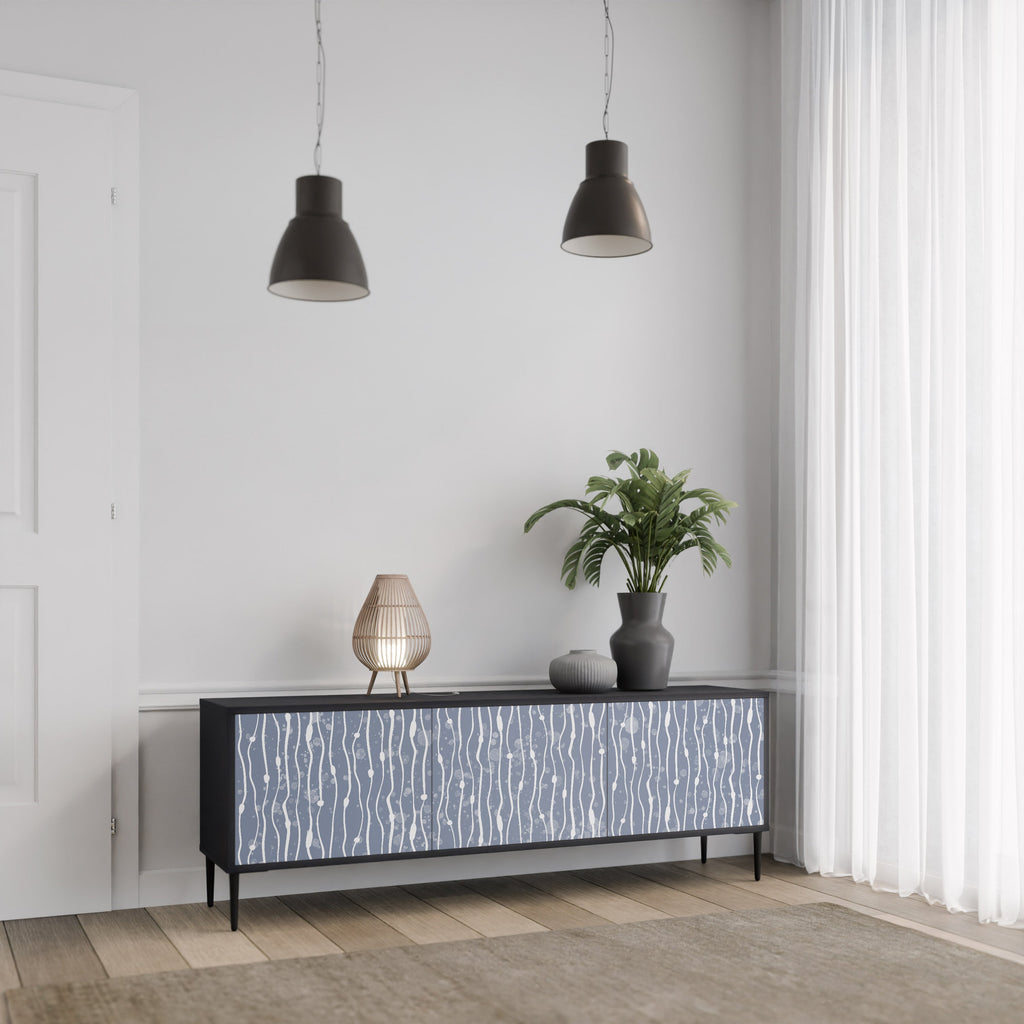 GRAPHITE RAIN 3-Door TV Stand in Black Finish