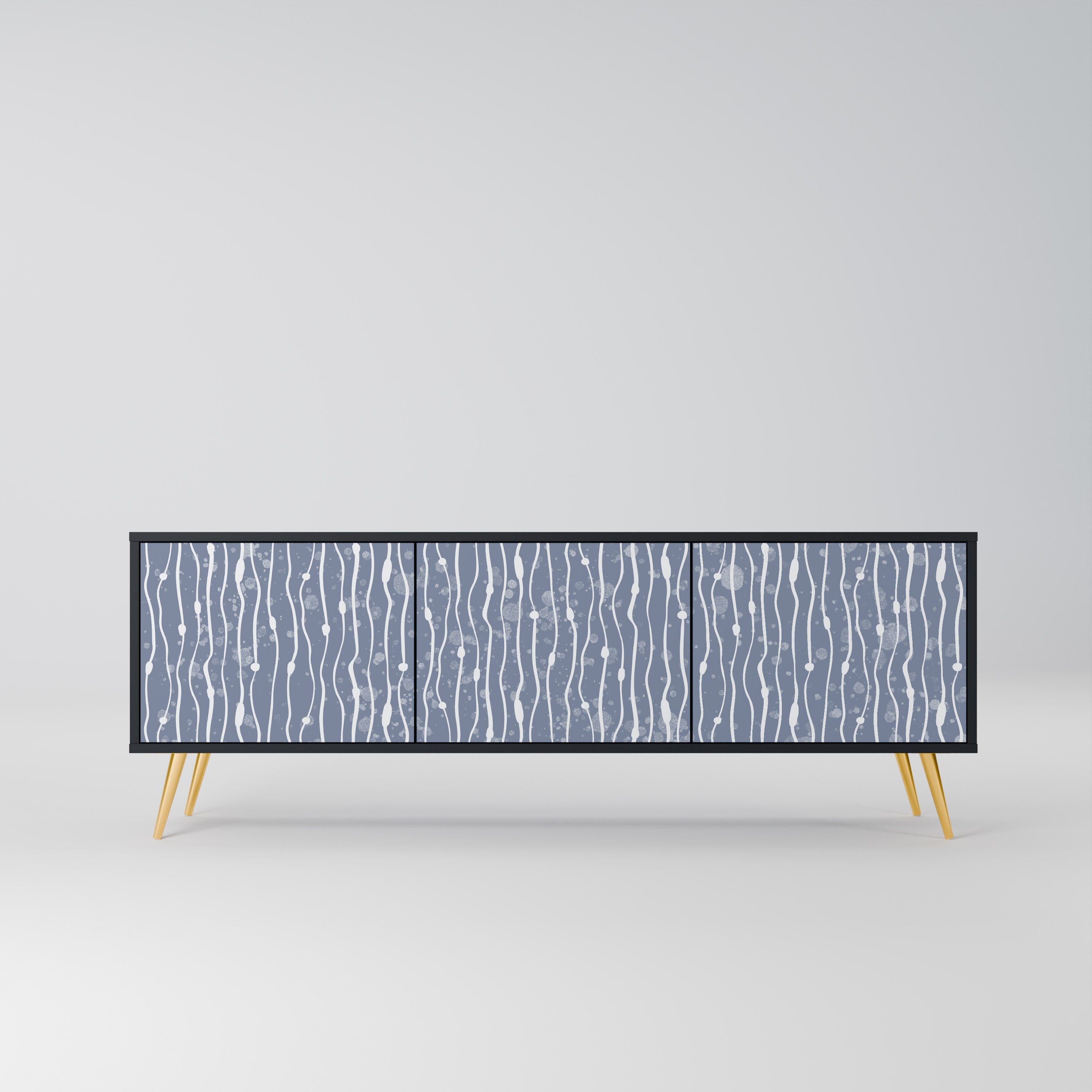 GRAPHITE RAIN Móvel de TV com 3 Portas em Acabamento Preto