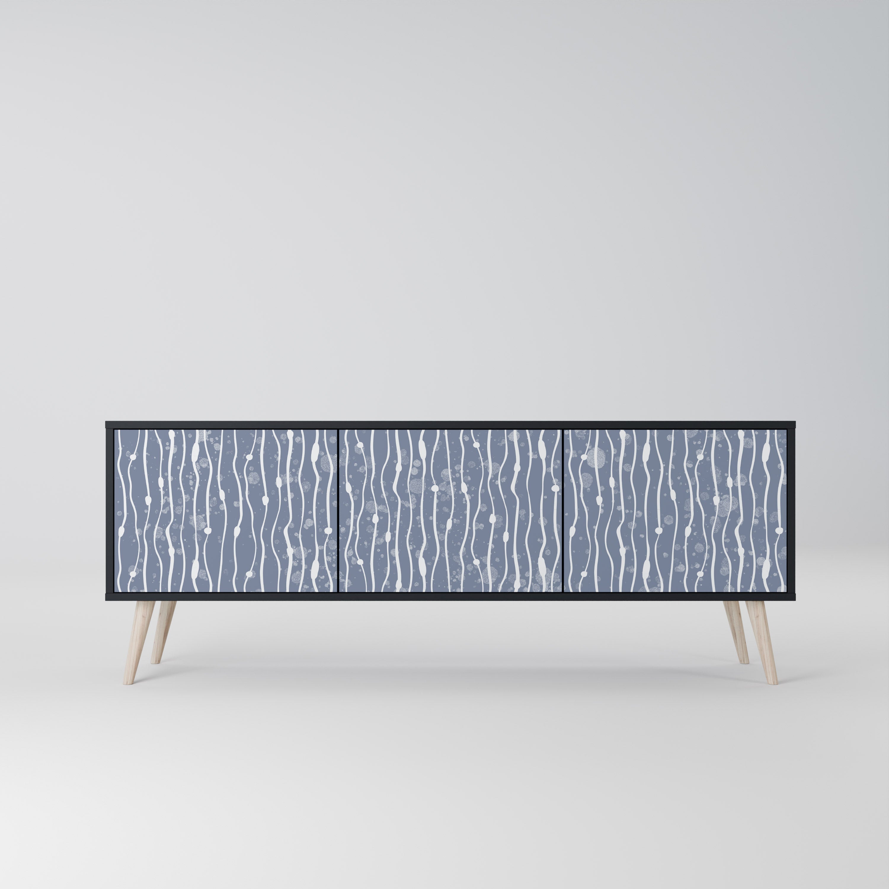 GRAPHITE RAIN Móvel de TV com 3 Portas em Acabamento Preto