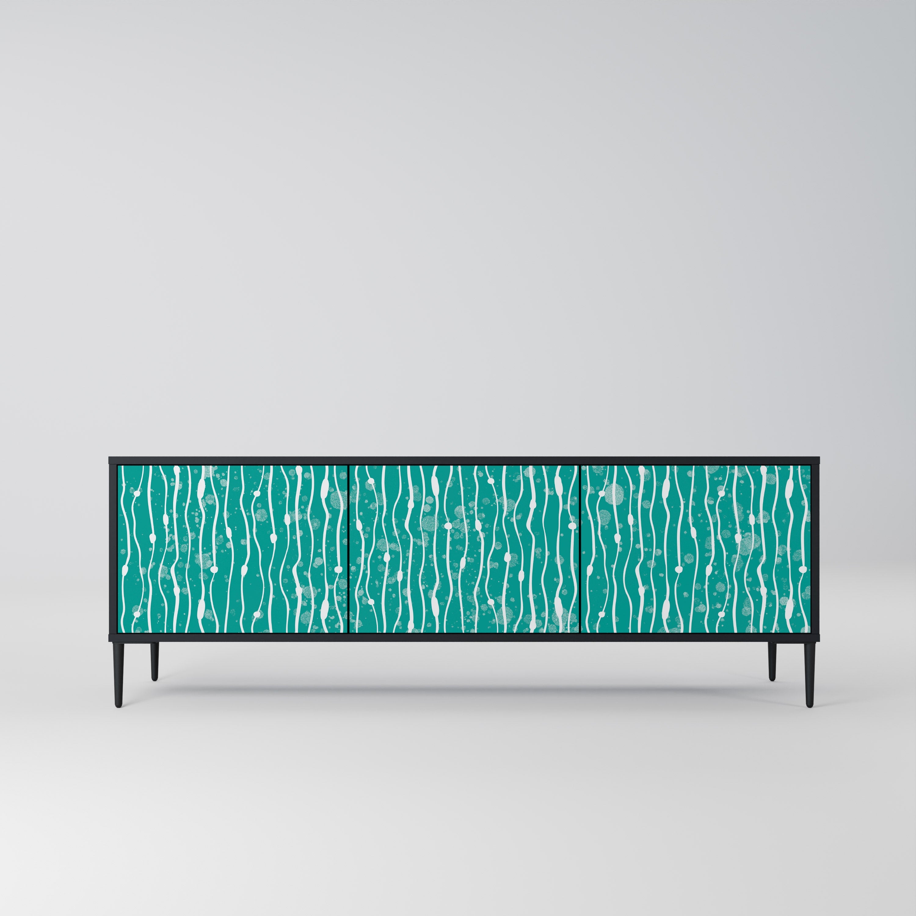 TURQUOISE RAIN Móvel de TV com 3 Portas em Acabamento Preto