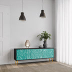 TURQUOISE RAIN Móvel de TV com 3 Portas em Acabamento Preto