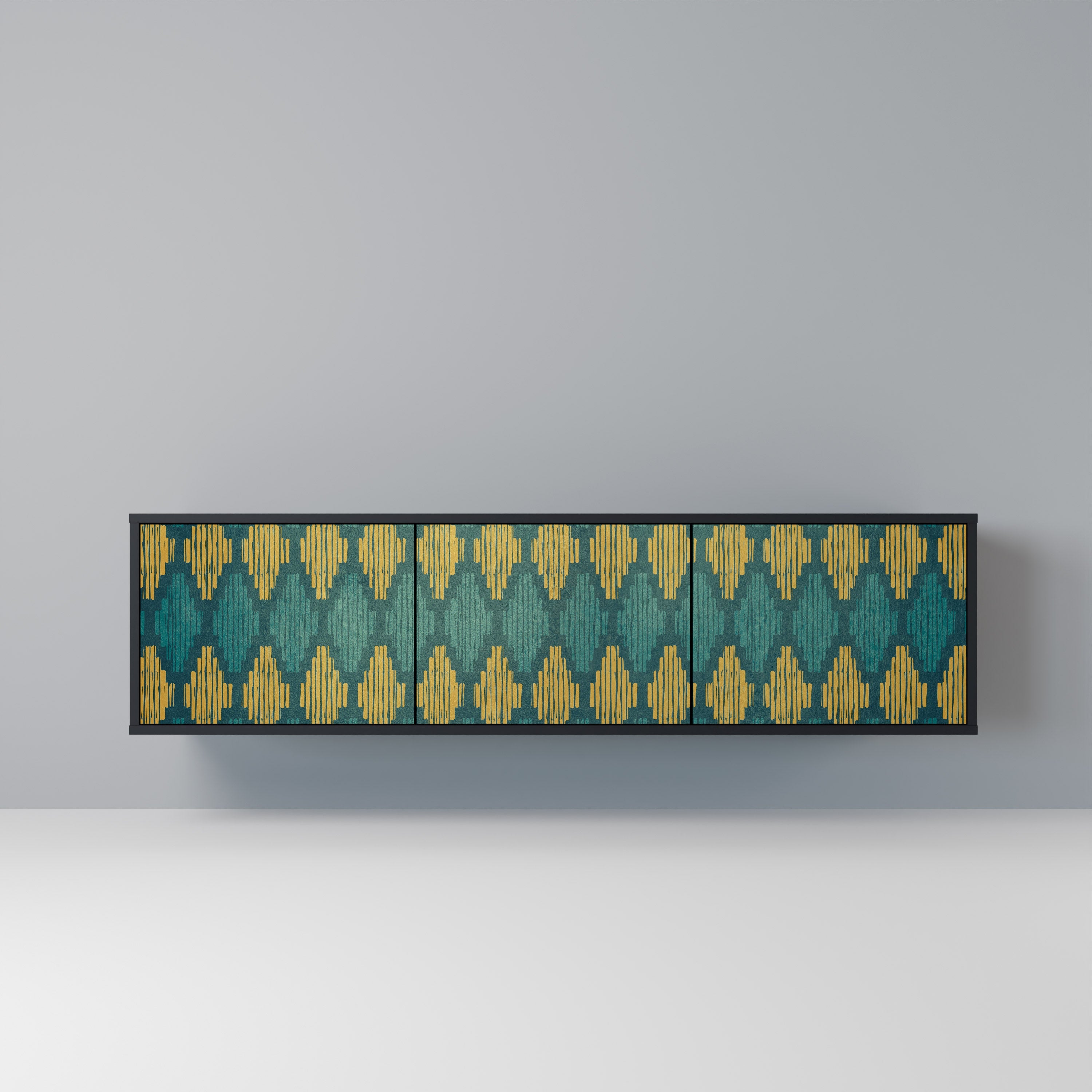 POLYGONS Móvel de TV com 3 Portas em Acabamento Preto