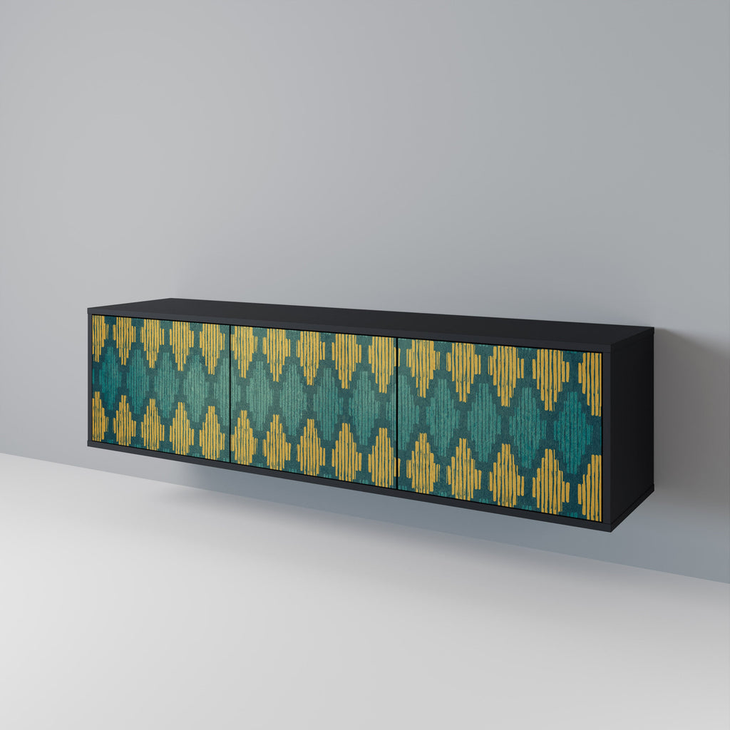 POLYGONS Móvel de TV com 3 Portas em Acabamento Preto