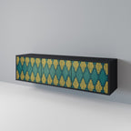 POLYGONS Móvel de TV com 3 Portas em Acabamento Preto