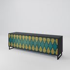 POLYGONS Móvel de TV com 3 Portas em Acabamento Preto