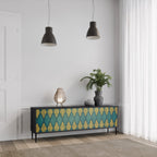 POLYGONS Móvel de TV com 3 Portas em Acabamento Preto