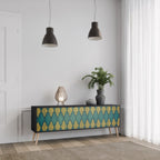 POLYGONS Móvel de TV com 3 Portas em Acabamento Preto