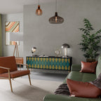 POLYGONS Móvel de TV com 3 Portas em Acabamento Preto