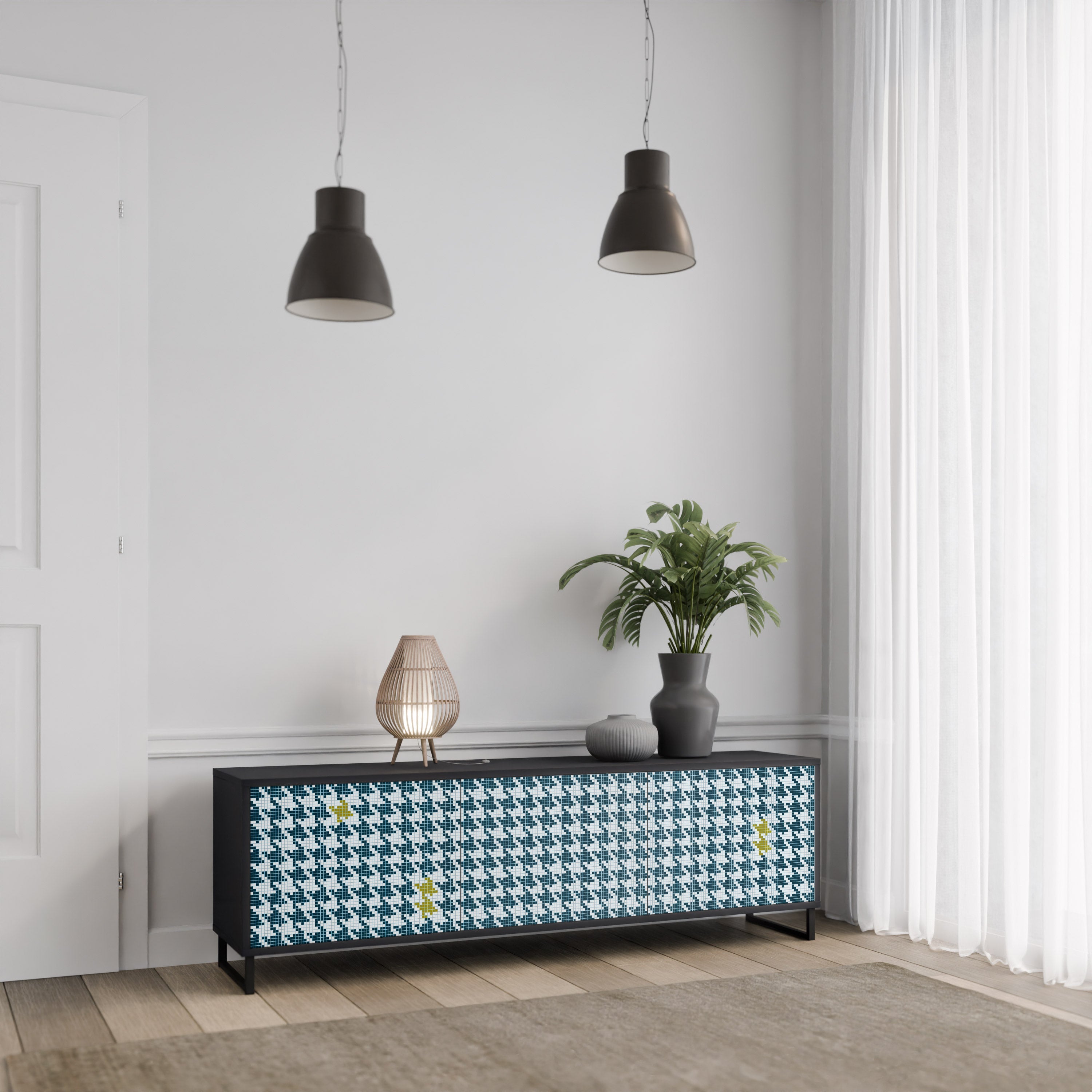 OUT OF CONTEXT Móvel de TV com 3 Portas em Acabamento Preto