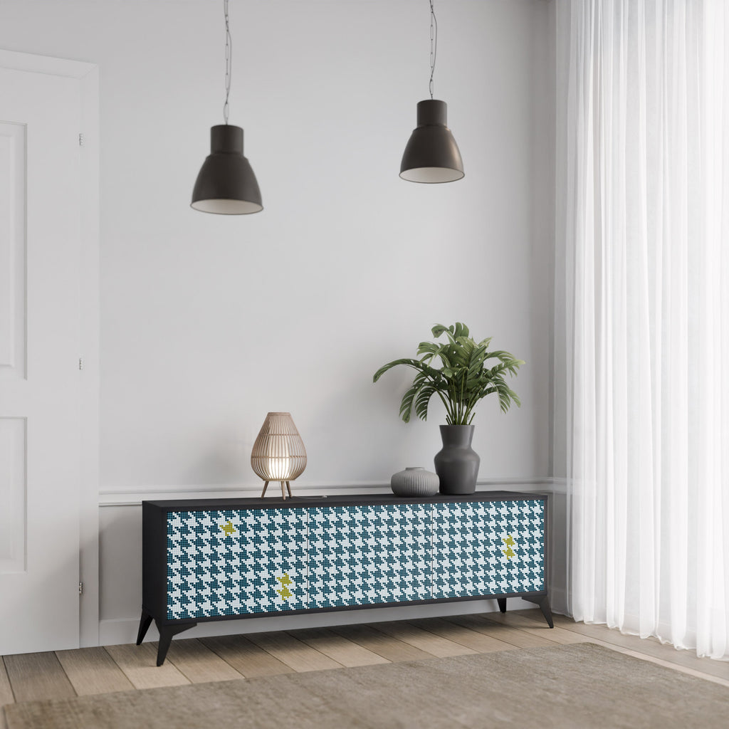 OUT OF CONTEXT Móvel de TV com 3 Portas em Acabamento Preto