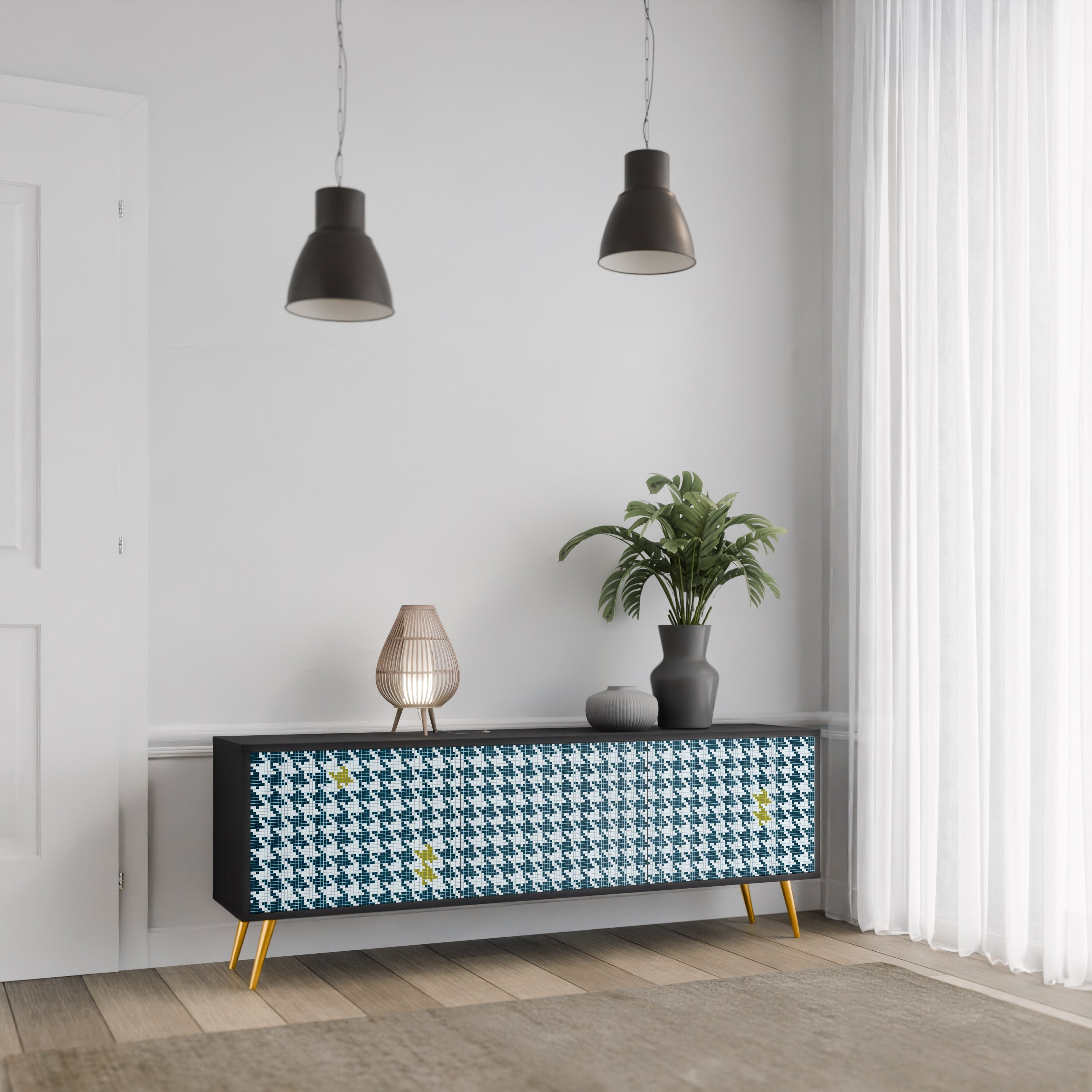 OUT OF CONTEXT Móvel de TV com 3 Portas em Acabamento Preto