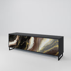 GOLD DUST Móvel de TV com 3 Portas em Acabamento Preto