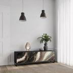 GOLD DUST Móvel de TV com 3 Portas em Acabamento Preto