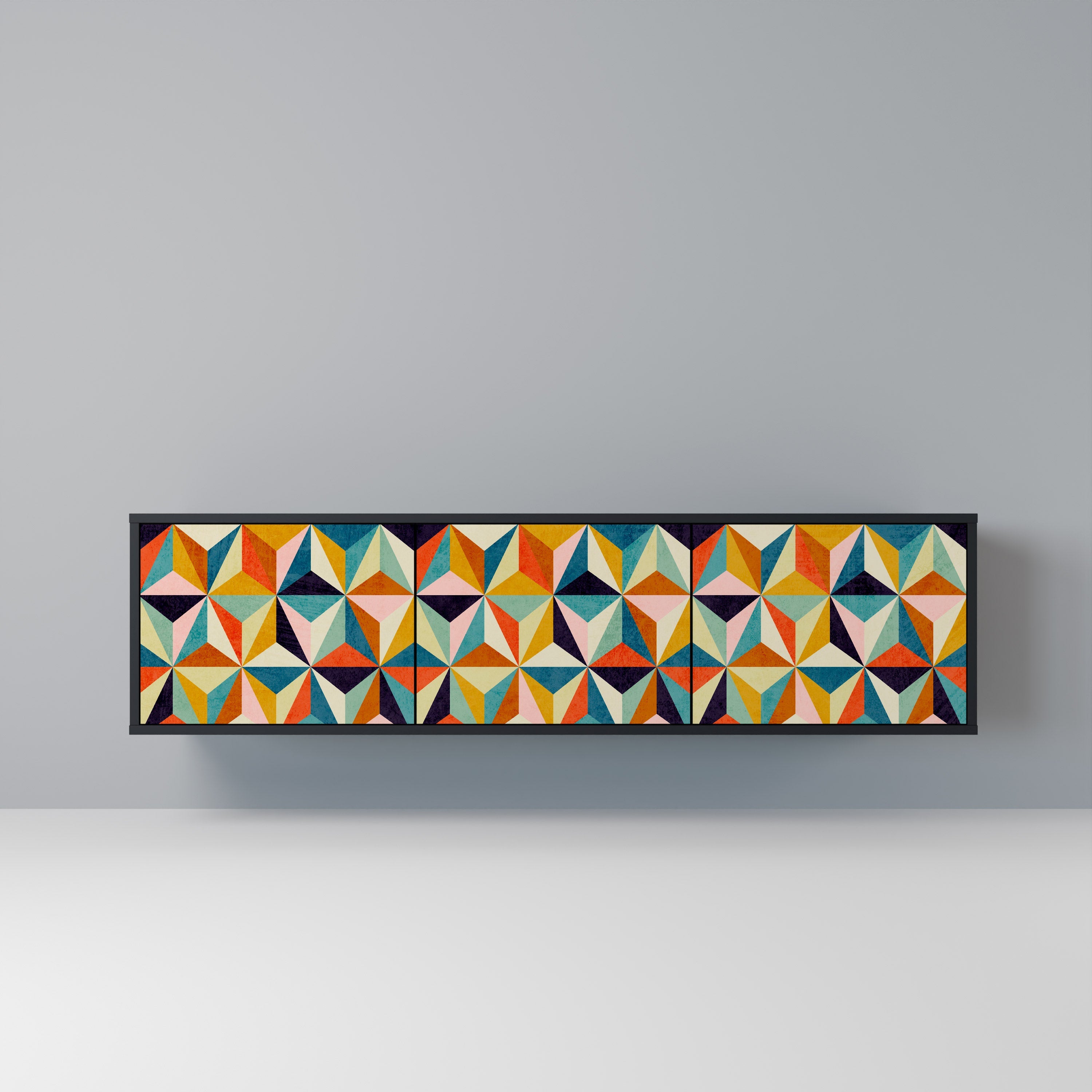 TESSELATE TREASURES Móvel de TV com 3 Portas em Acabamento Preto