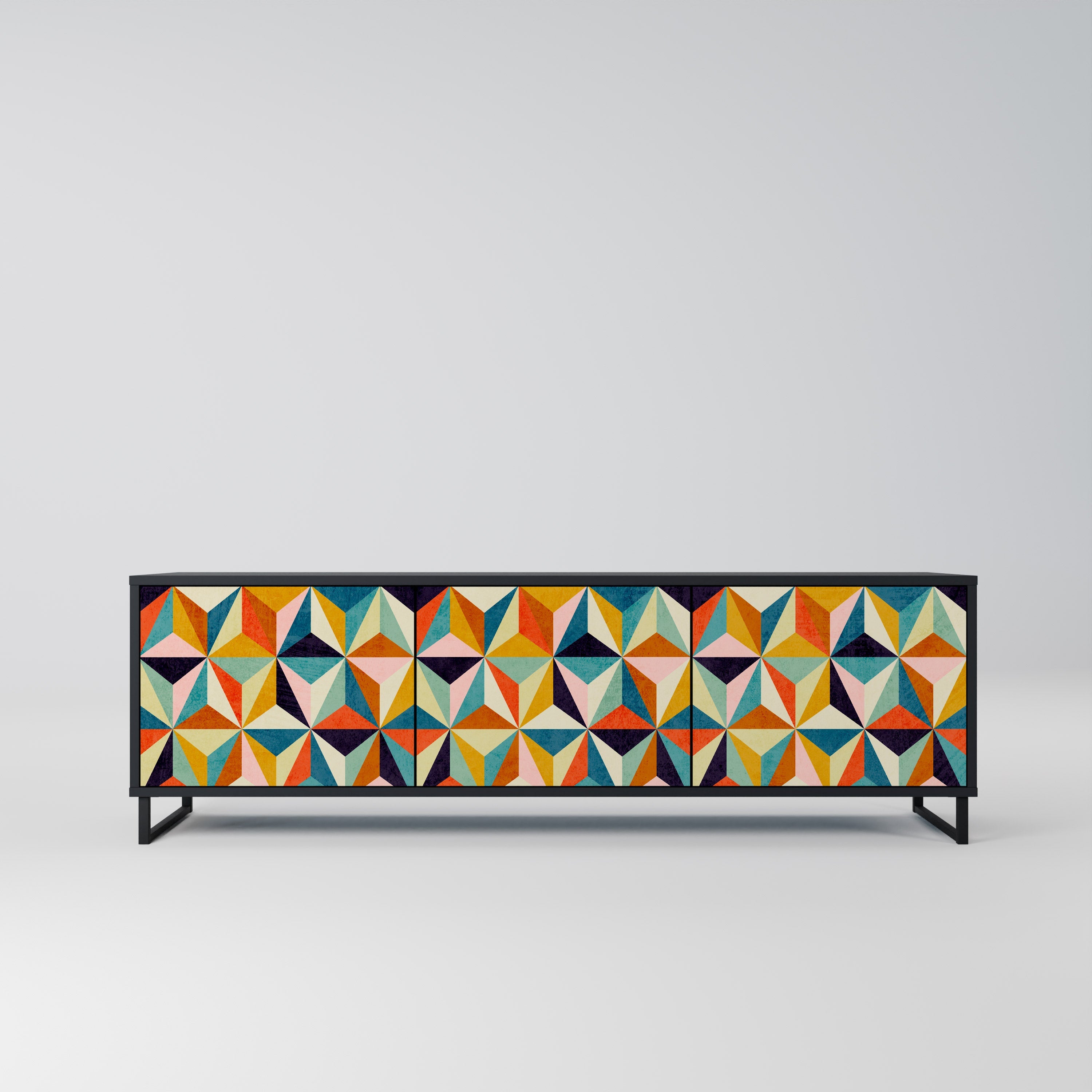 TESSELATE TREASURES Móvel de TV com 3 Portas em Acabamento Preto