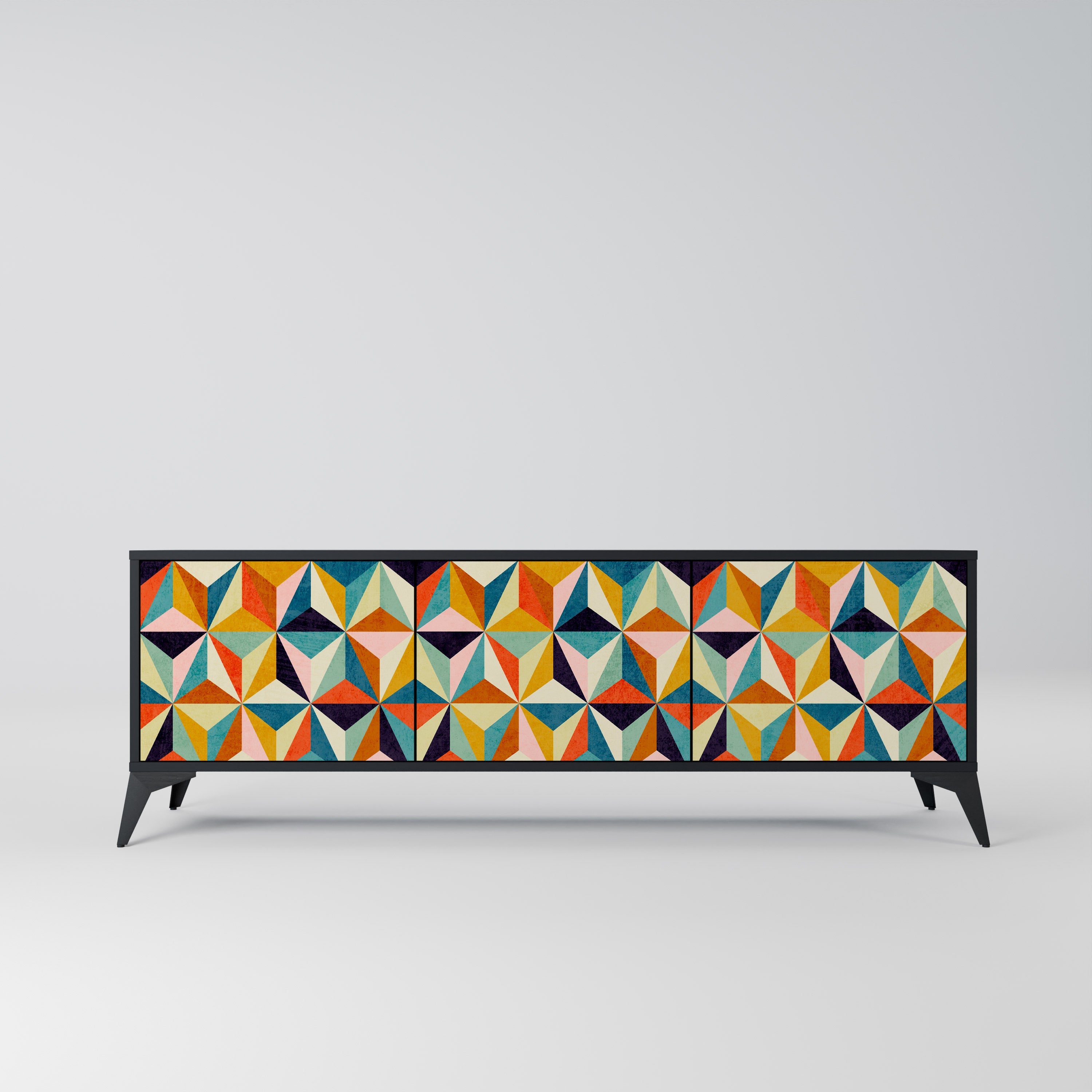 TESSELATE TREASURES Móvel de TV com 3 Portas em Acabamento Preto