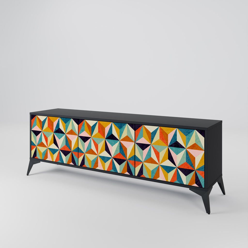 TESSELATE TREASURES Móvel de TV com 3 Portas em Acabamento Preto