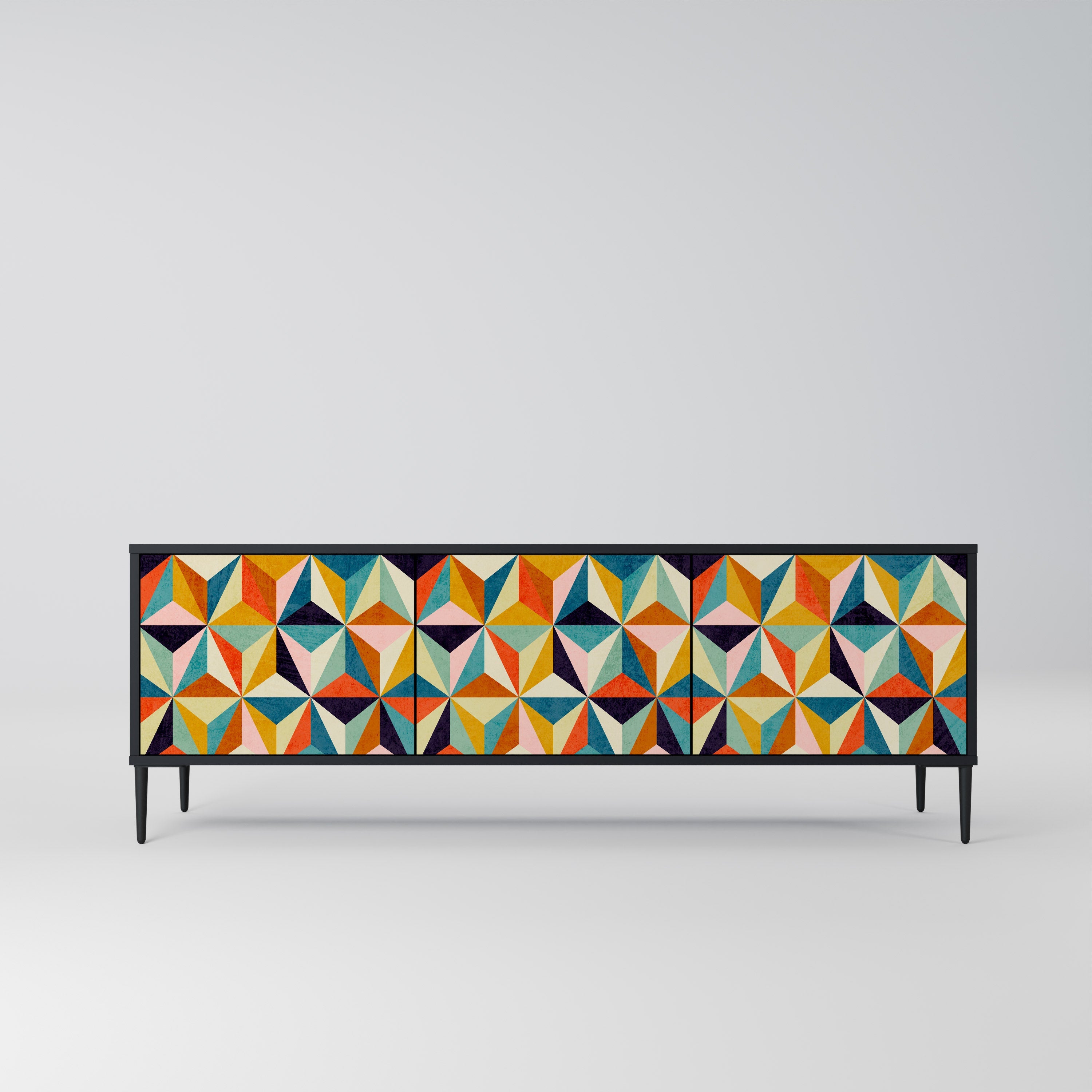 TESSELATE TREASURES Móvel de TV com 3 Portas em Acabamento Preto