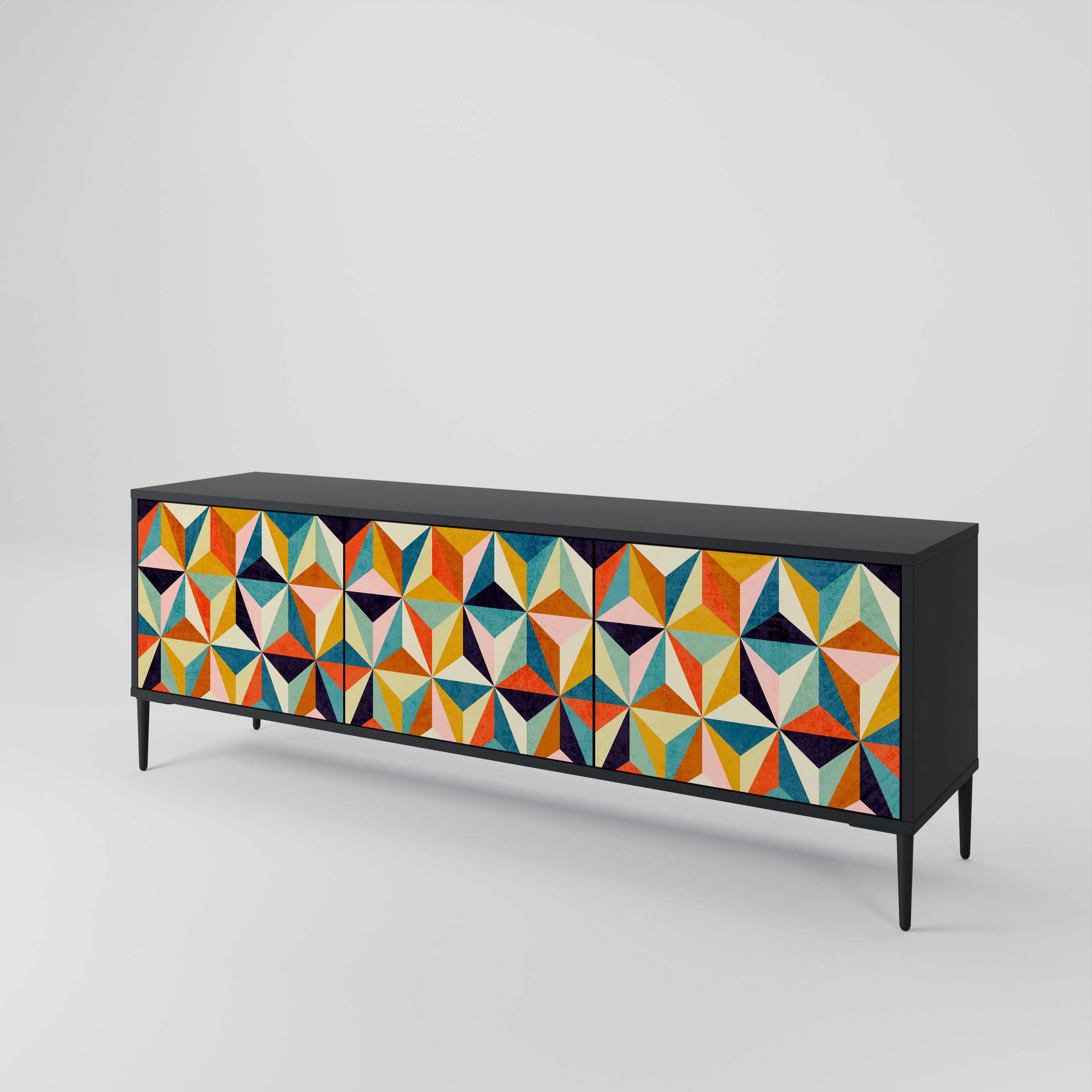 TESSELATE TREASURES Móvel de TV com 3 Portas em Acabamento Preto