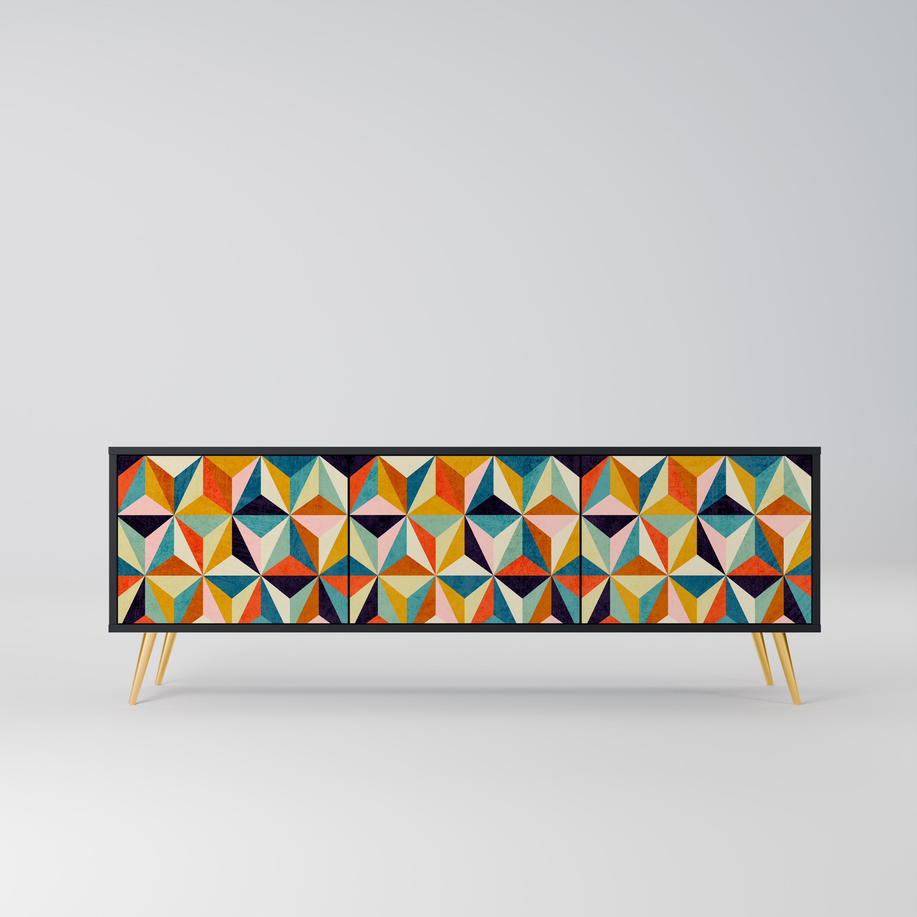 TESSELATE TREASURES Móvel de TV com 3 Portas em Acabamento Preto