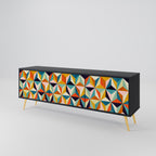 TESSELATE TREASURES Móvel de TV com 3 Portas em Acabamento Preto